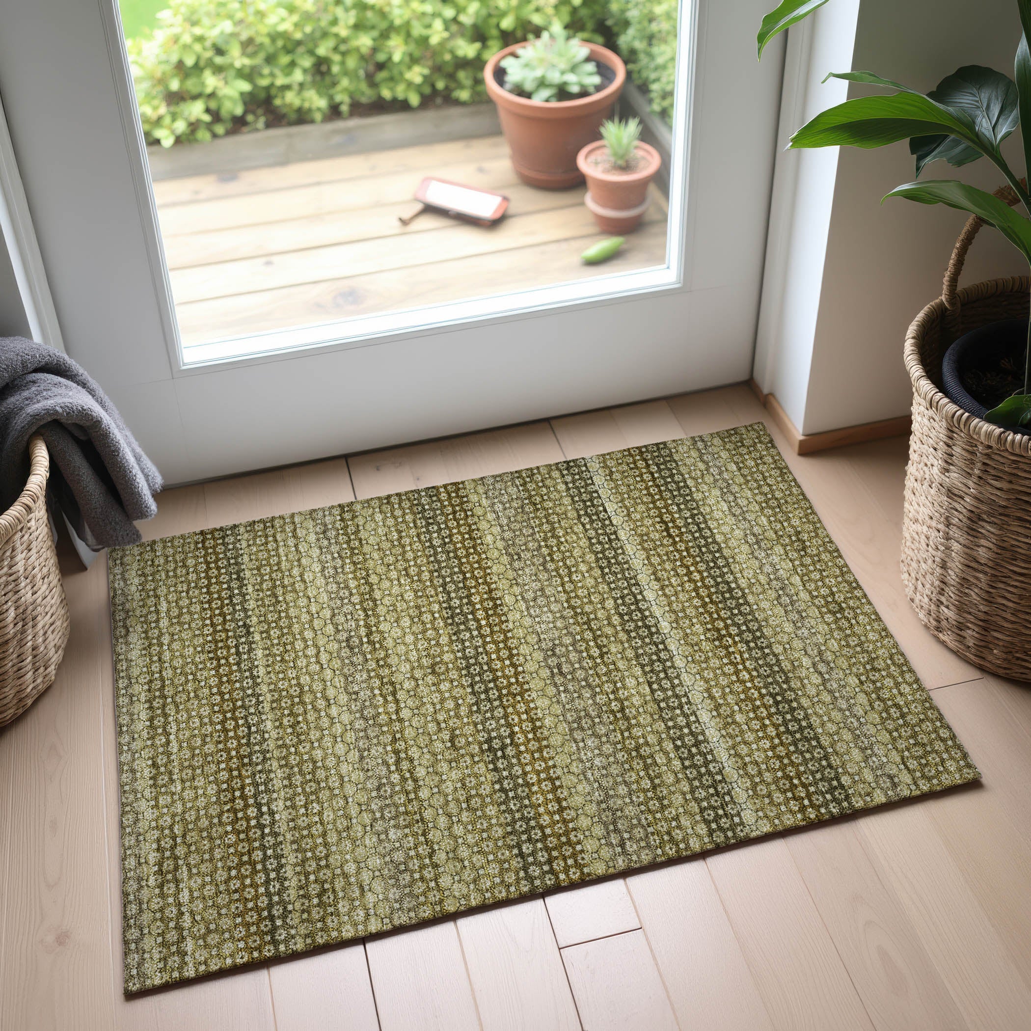 Tallinn Machine Washable Transitional Aloe Green Rug 1'8" x 2'6" #shape_Rectangle
