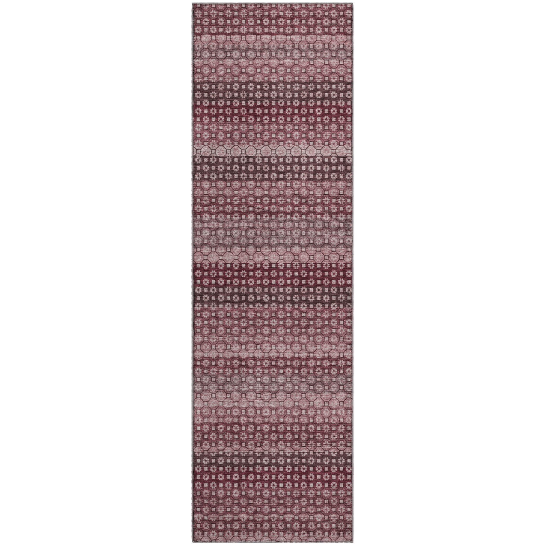 Tallinn Machine Washable Transitional Garnet Red Rug 2'3" x 7'6" #shape_Runner
