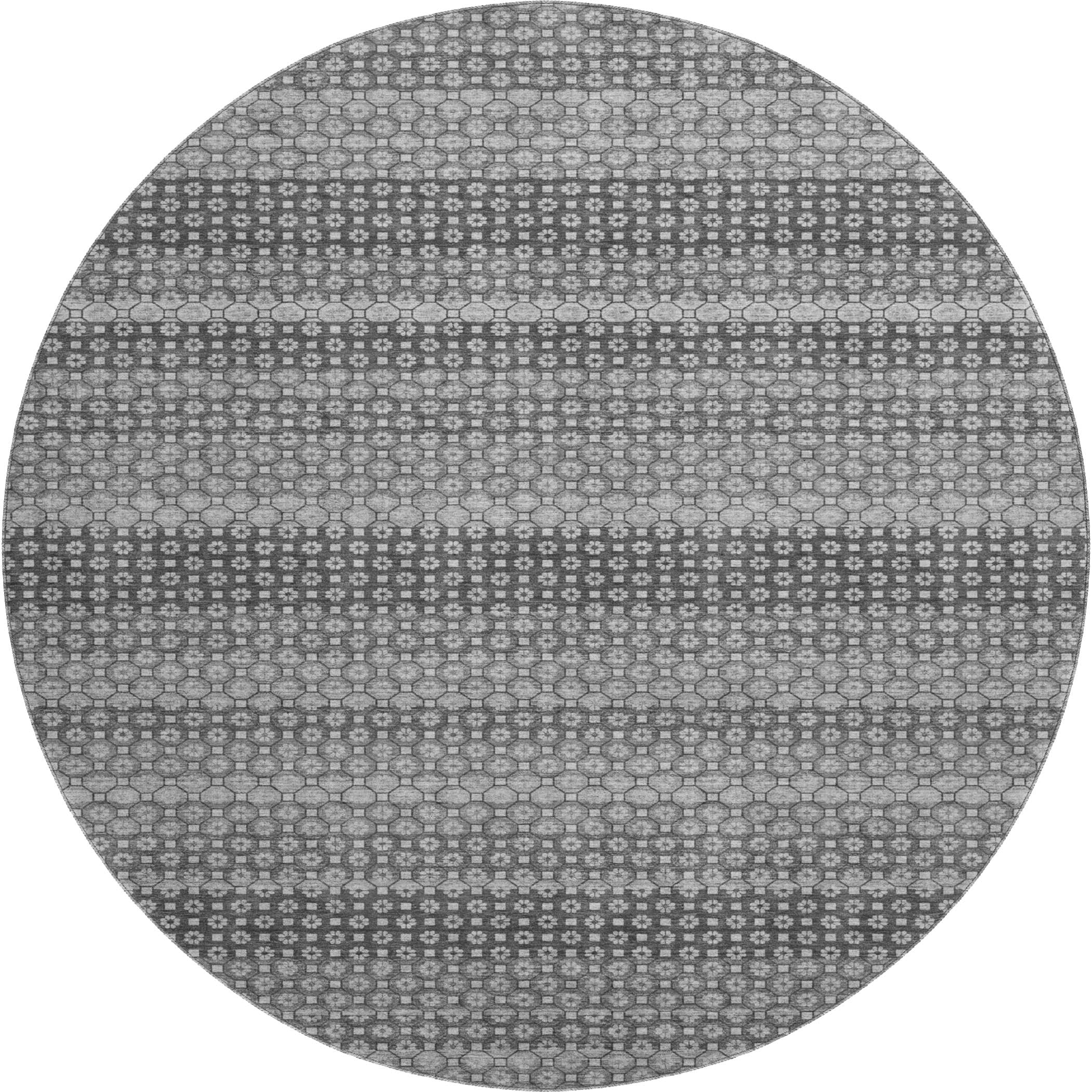 Tallinn Machine Washable Transitional Gray Rug 8' x 8' #shape_Round