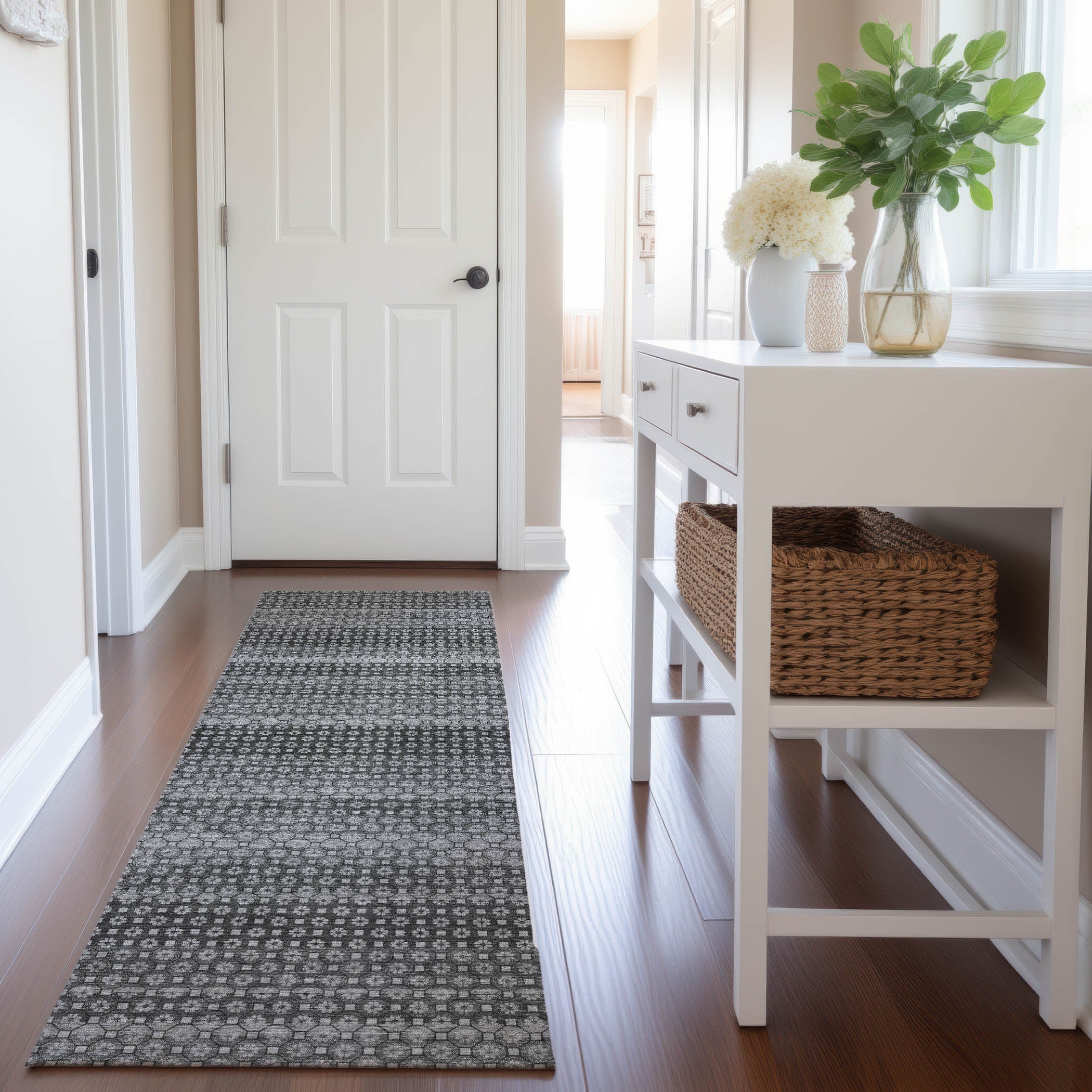Tallinn Machine Washable Transitional Gray Rug 2'3" x 7'6" #shape_Runner