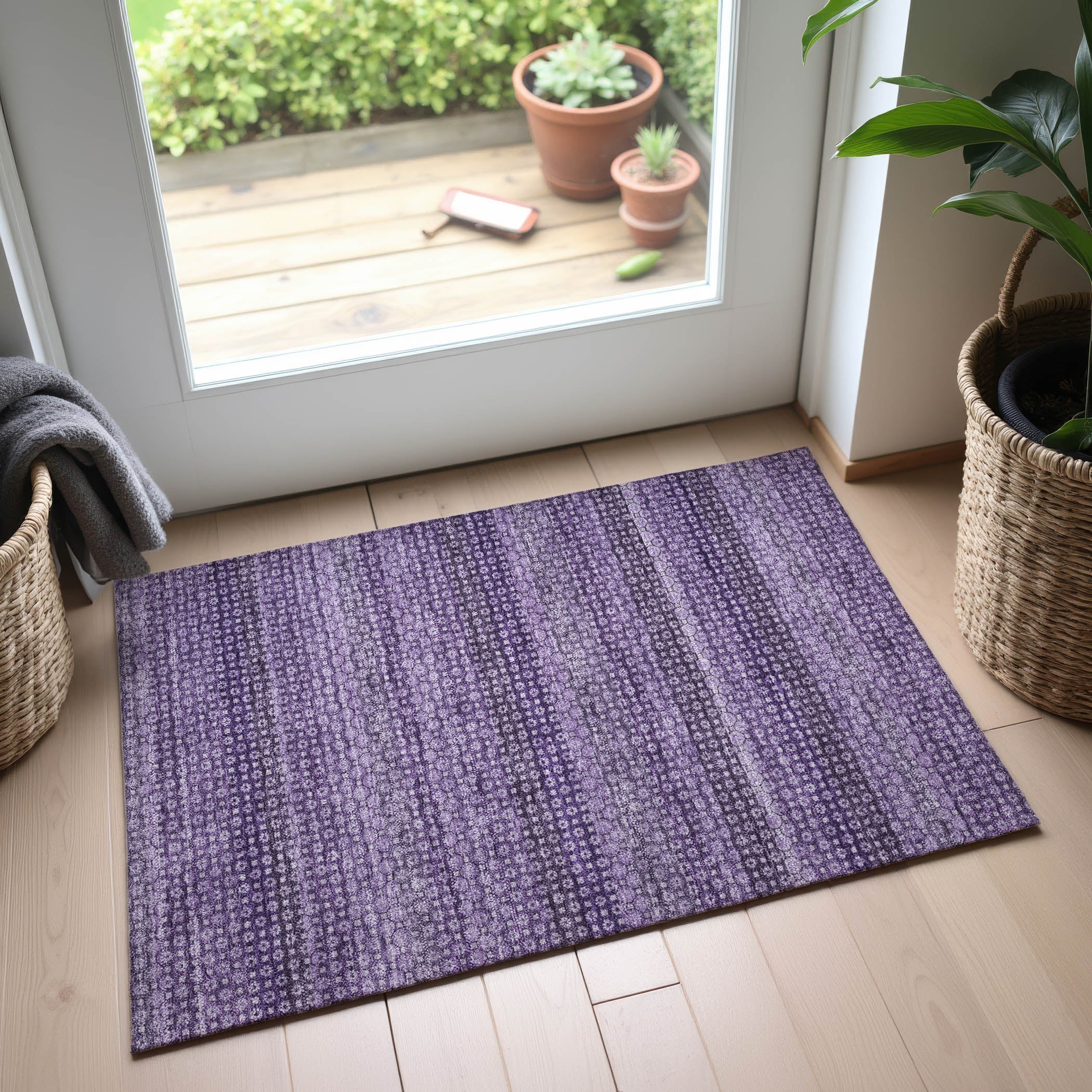 Tallinn Machine Washable Transitional Lavender Purple Rug 1'8" x 2'6" #shape_Rectangle