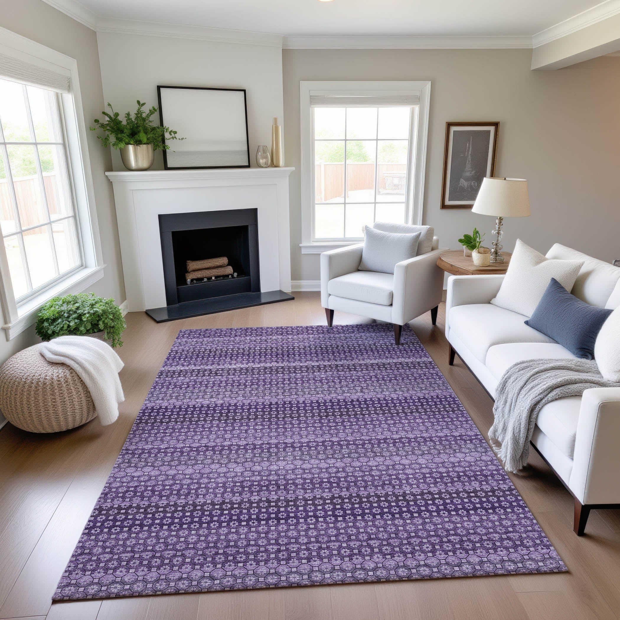 Tallinn Machine Washable Transitional Lavender Purple Rug 2'6" x 3'10" #shape_Rectangle