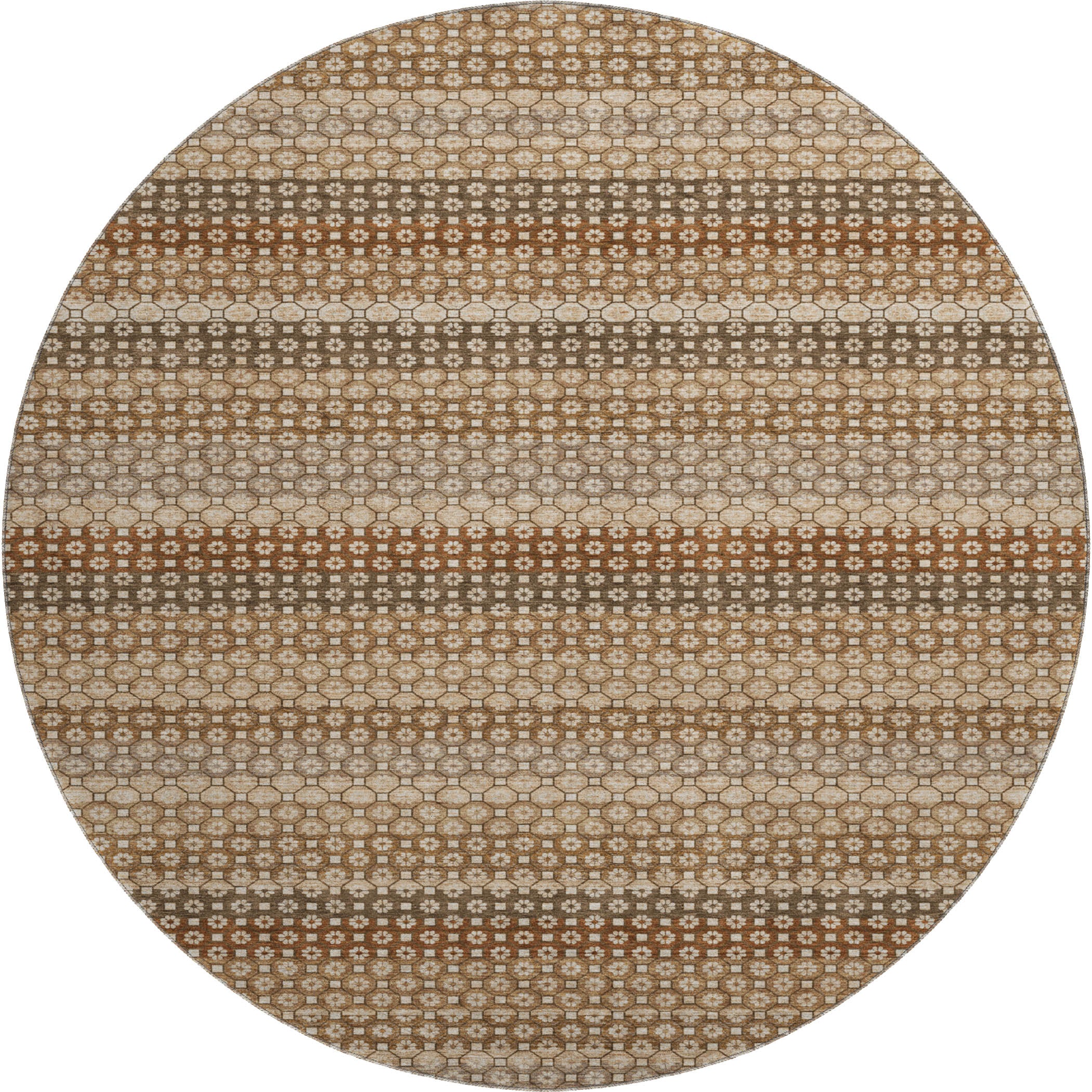 Tallinn Machine Washable Transitional Paprika Orange Rug 8' x 8' #shape_Round