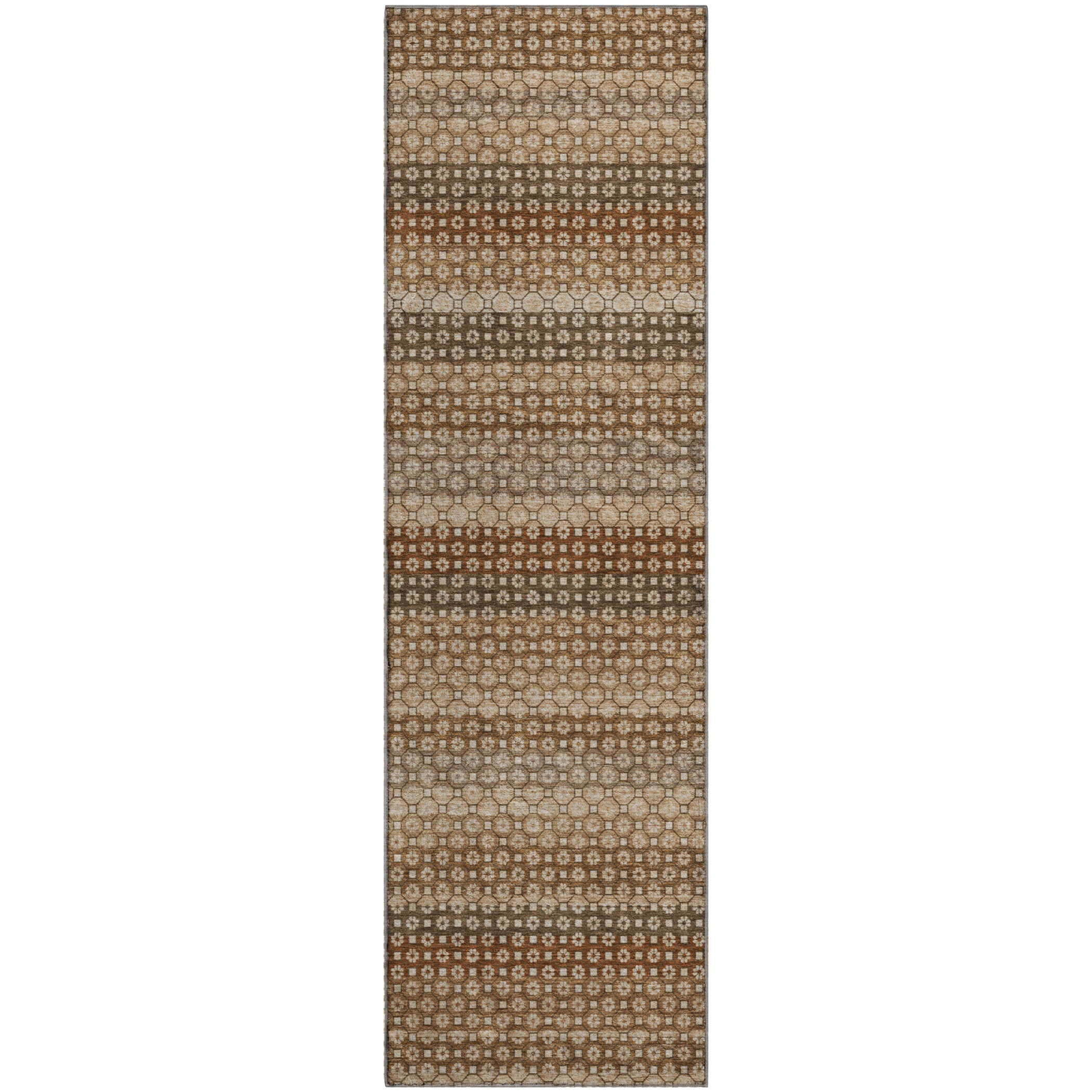 Tallinn Machine Washable Transitional Taupe Brown Rug 2'3" x 7'6" #shape_Runner