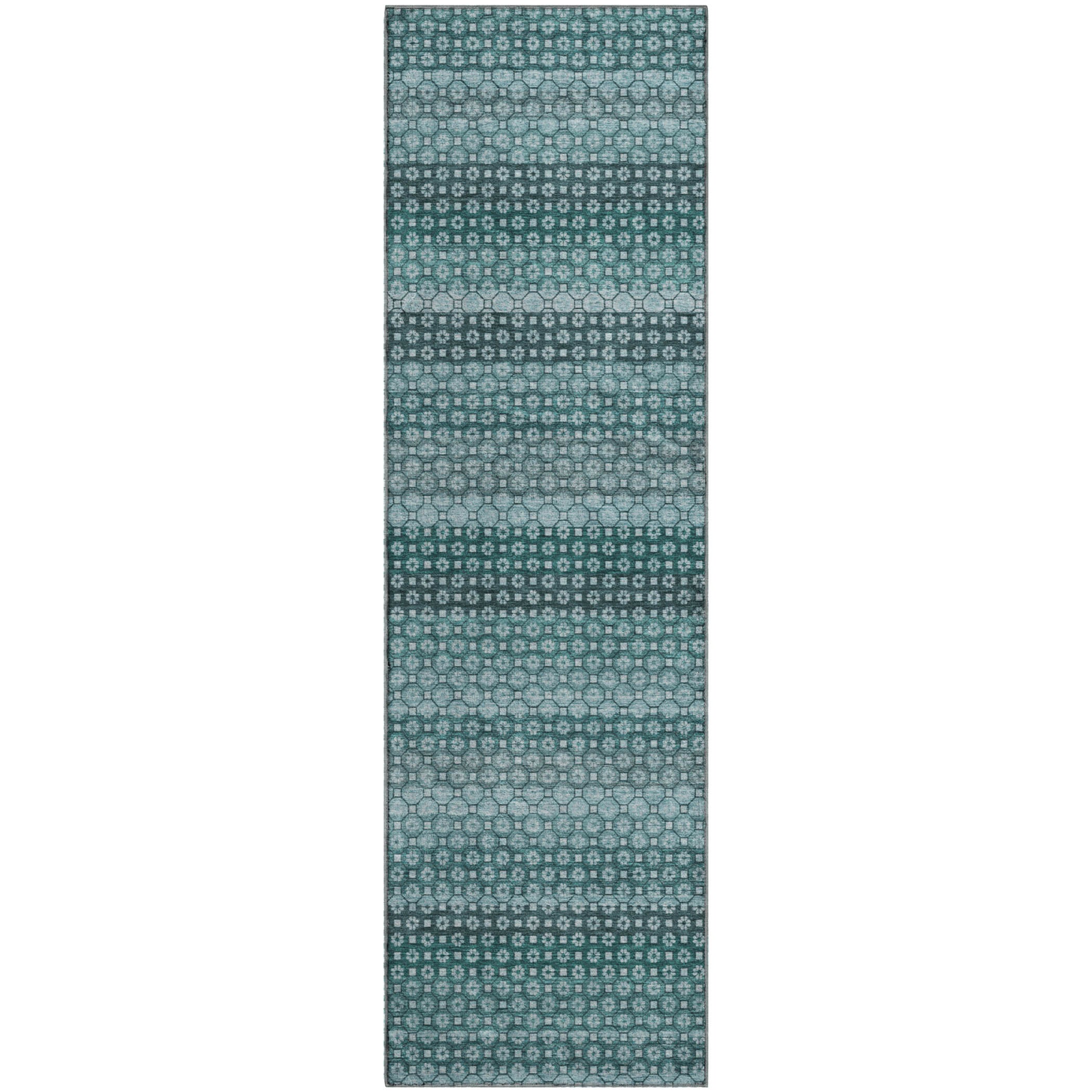 Tallinn Machine Washable Transitional Teal Rug 2'3" x 7'6" #shape_Runner