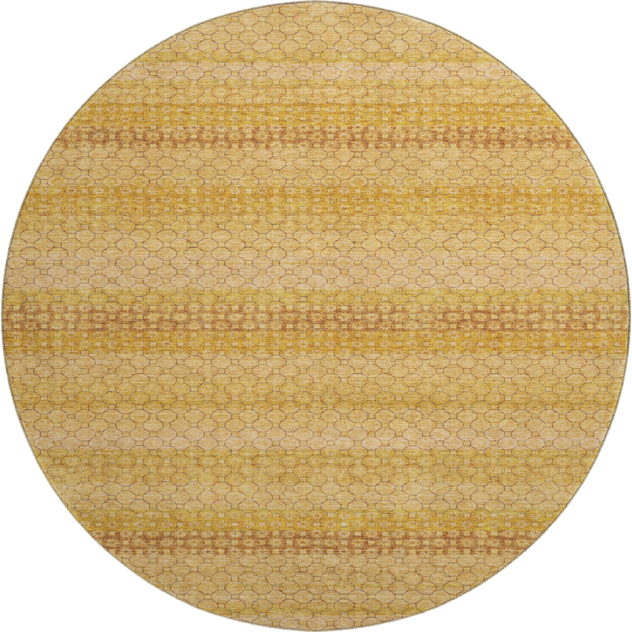 Tallinn Machine Washable Transitional Wheat Gold Rug 8' x 8' #shape_Round