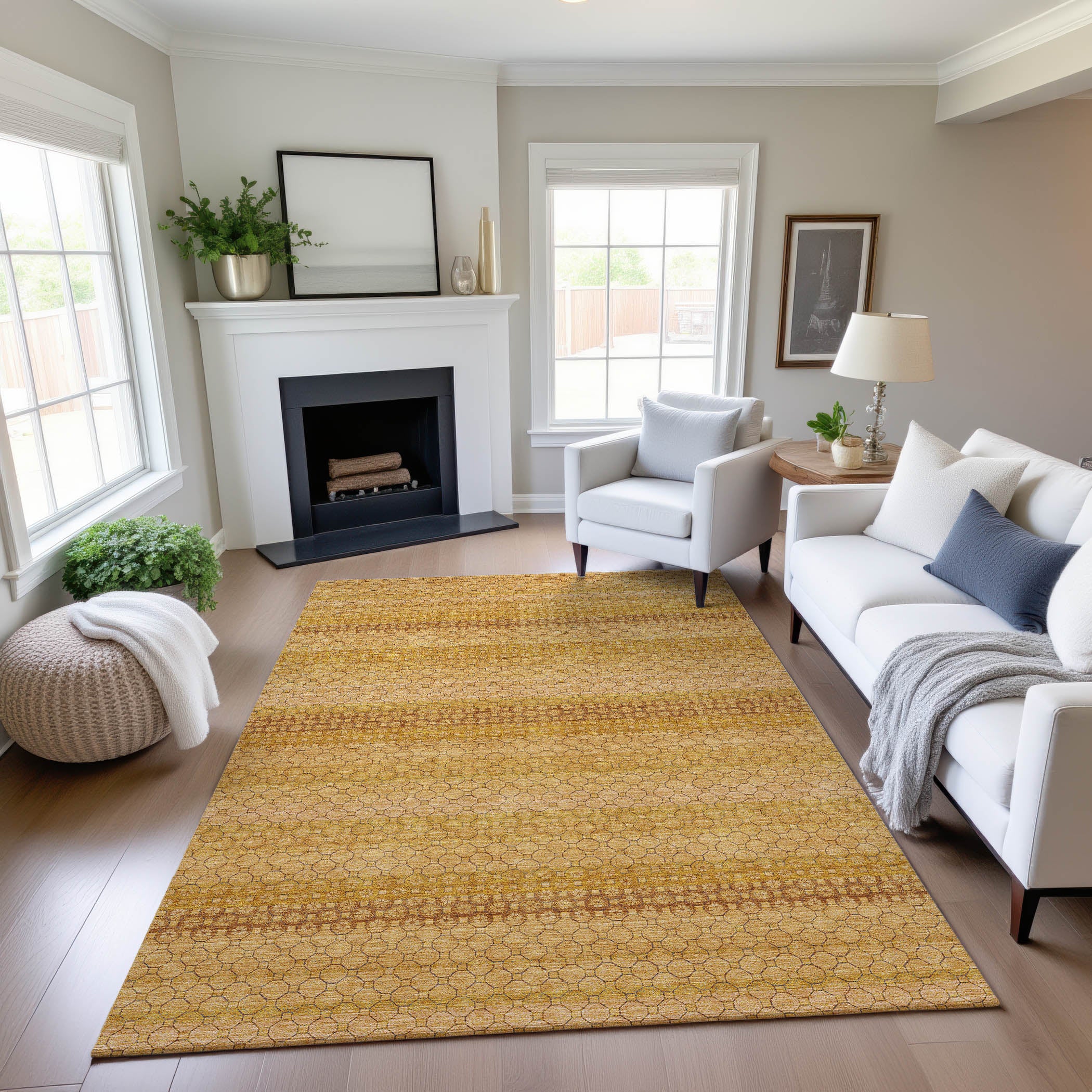 Tallinn Machine Washable Transitional Wheat Gold Rug 2'6" x 3'10" #shape_Rectangle