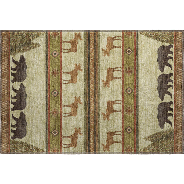 Dubrovnik Machine Washable Lodge Brown Beige Rug 1'8" x 2'6"