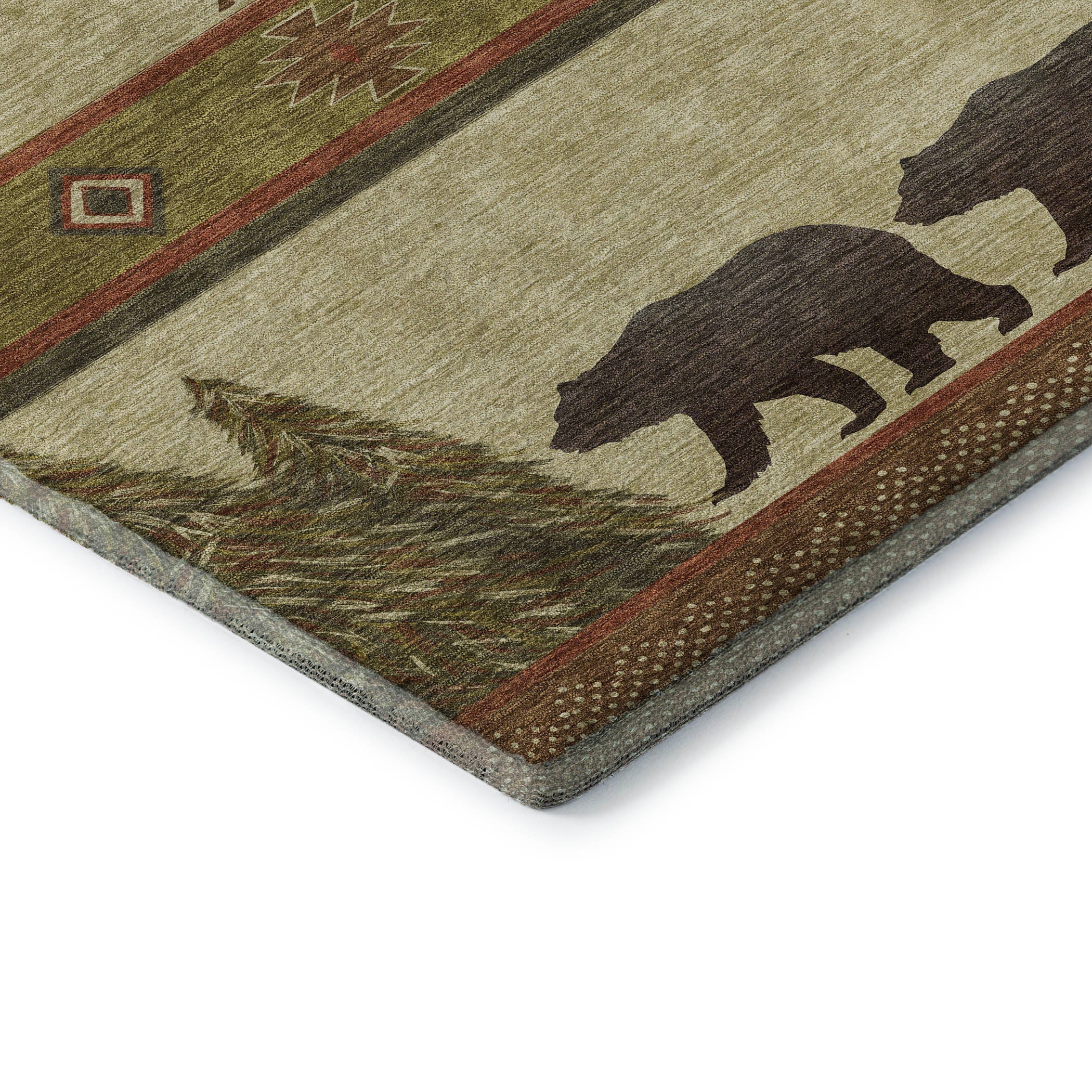Dubrovnik Machine Washable Lodge Brown Beige Rug 1'8" x 2'6" #shape_Rectangle
