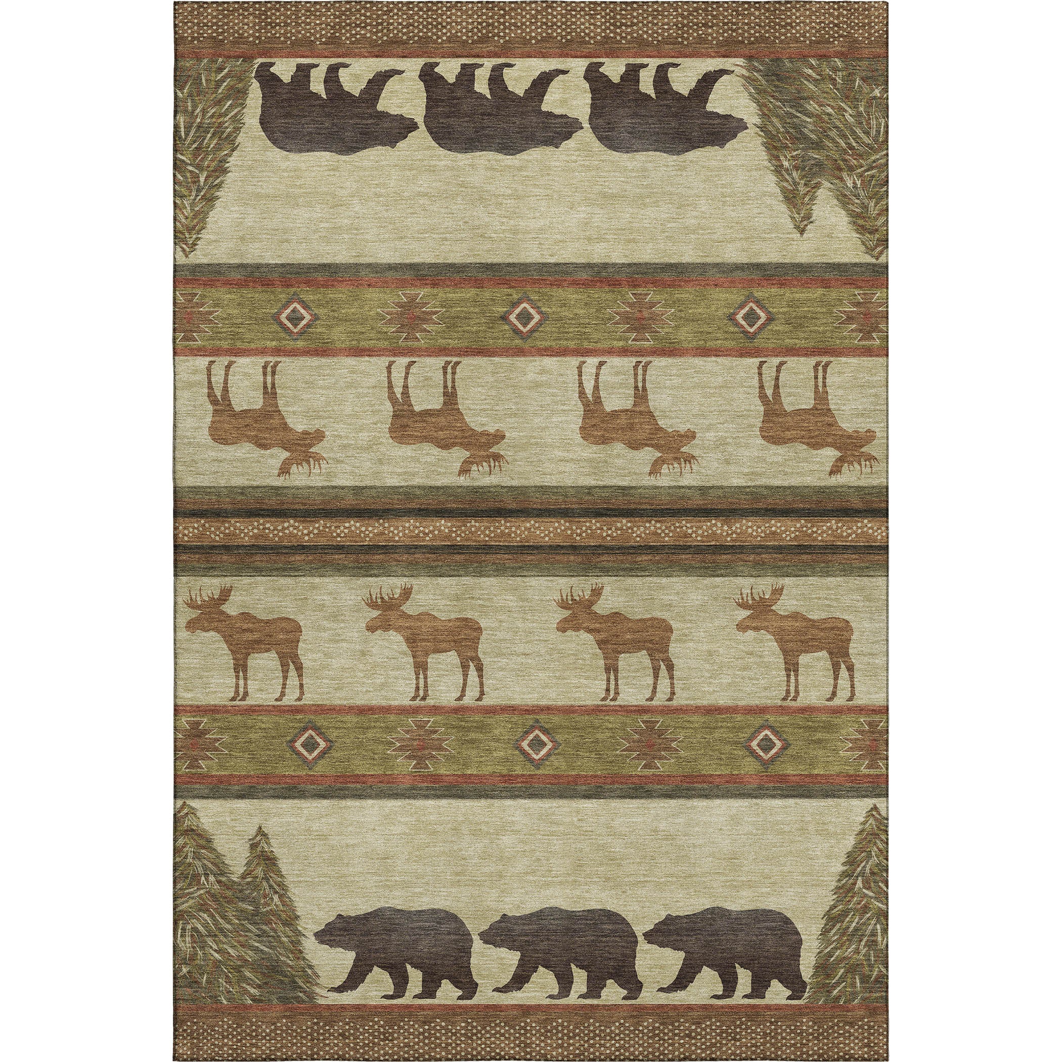 Dubrovnik Machine Washable Lodge Brown Beige Rug 2'6" x 3'10" #shape_Rectangle