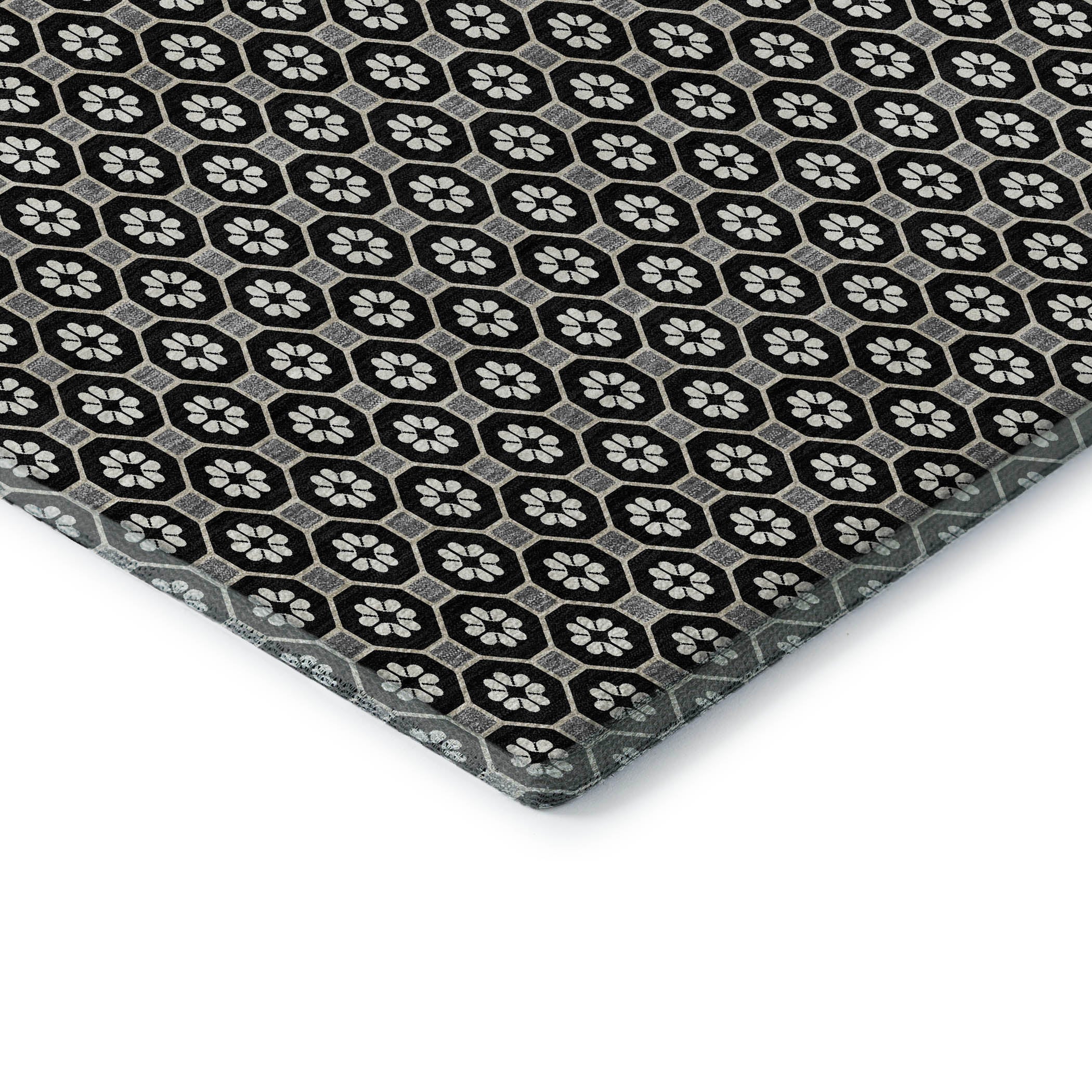 Siena Machine Washable Transitional Black Rug 1'8" x 2'6" #shape_Rectangle