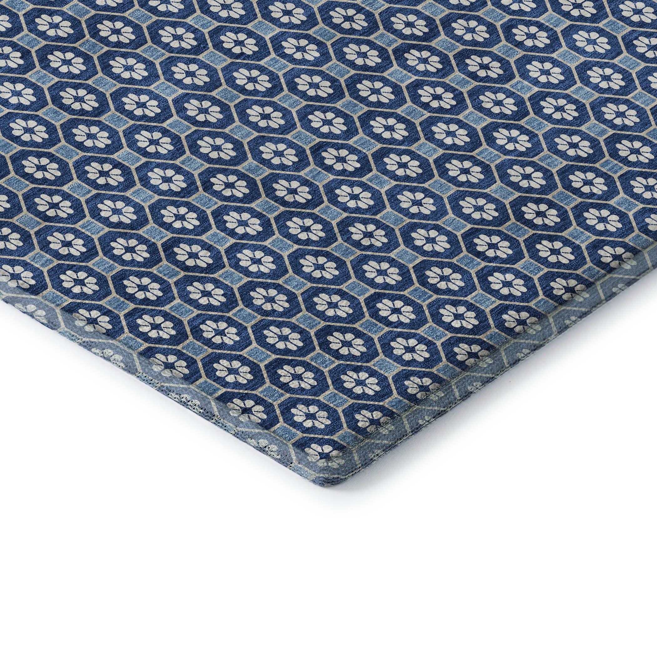 Siena Machine Washable Transitional Blue Rug 1'8" x 2'6" #shape_Rectangle