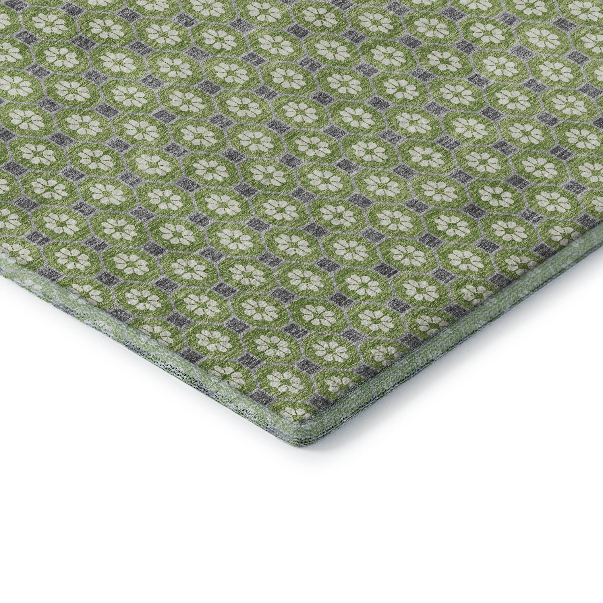 Siena Machine Washable Transitional Green Rug 1'8" x 2'6" #shape_Rectangle