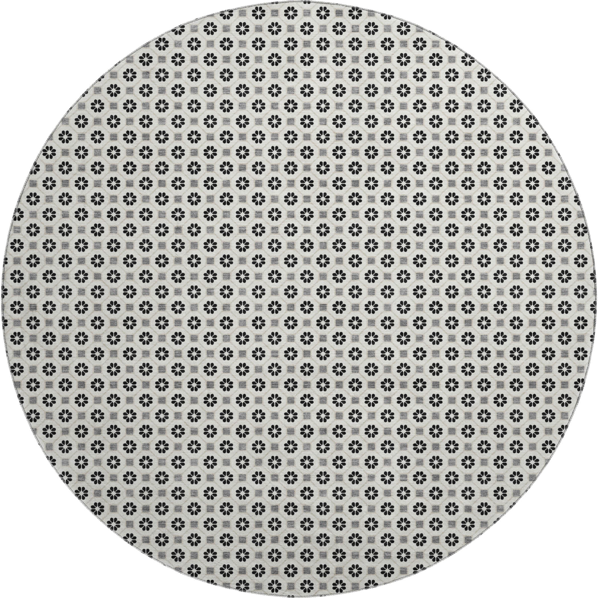 Siena Machine Washable Transitional Ivory Rug 8' x 8' #shape_Round