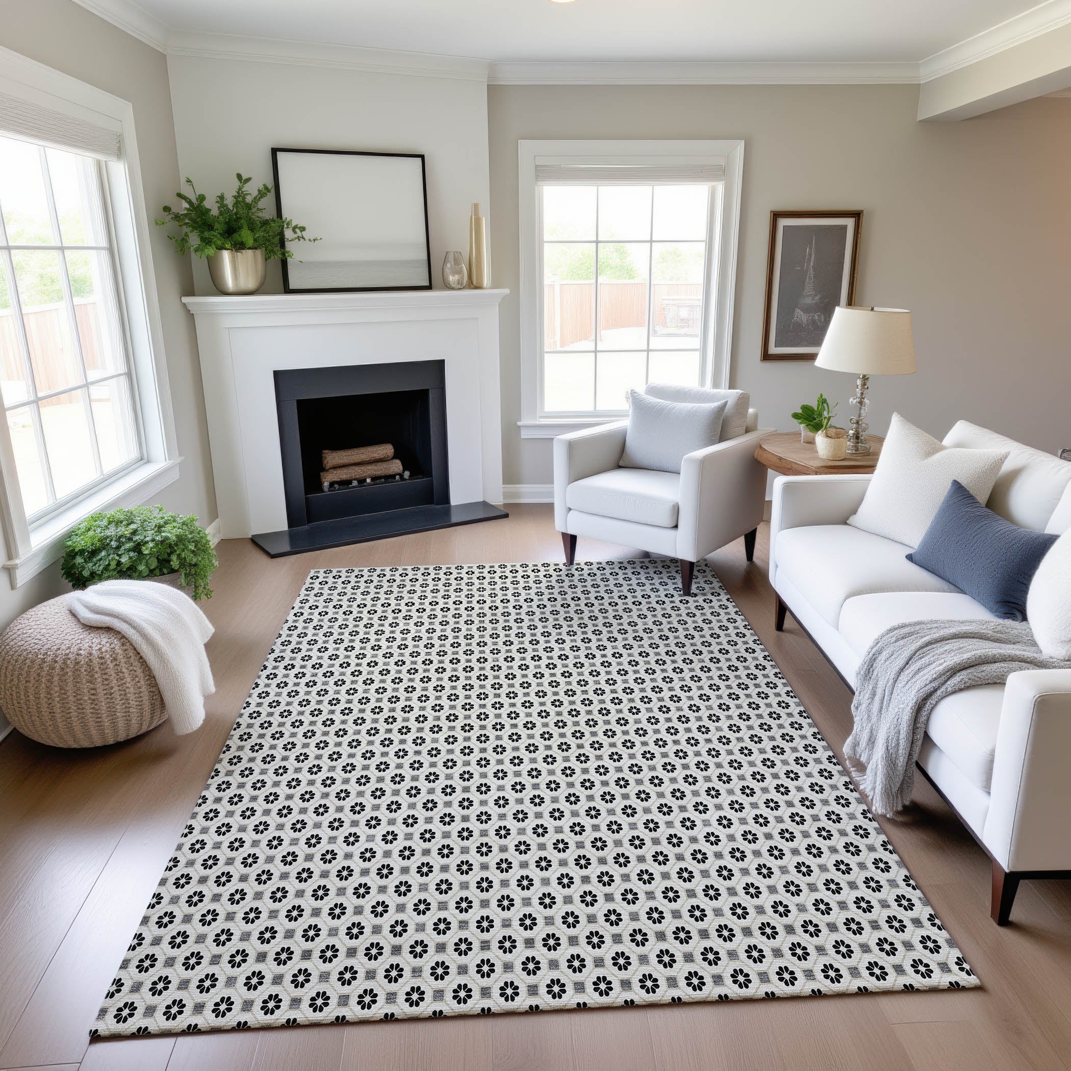 Siena Machine Washable Transitional Ivory Rug 2'6" x 3'10" #shape_Rectangle