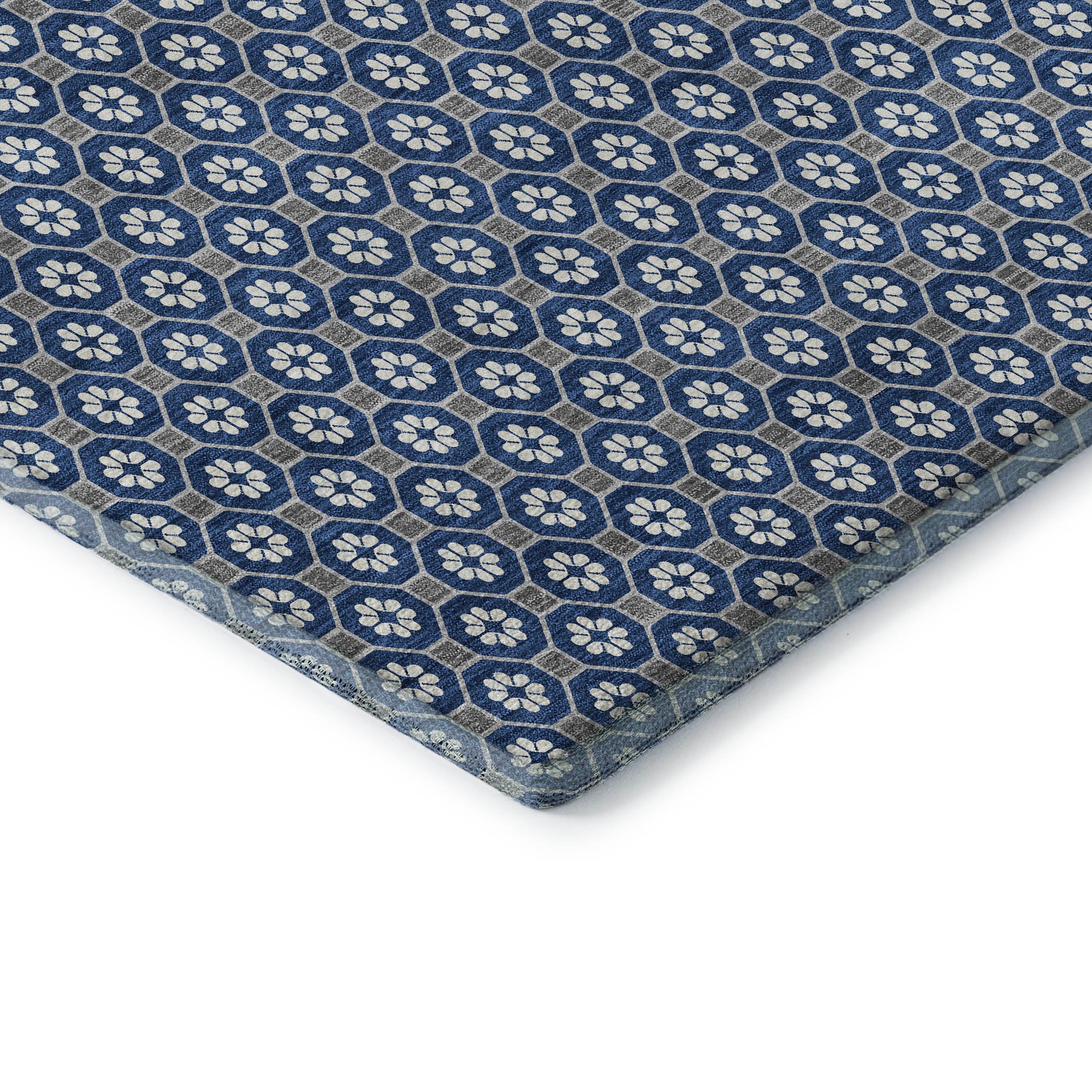 Siena Machine Washable Transitional Navy Blue Rug 1'8" x 2'6" #shape_Rectangle