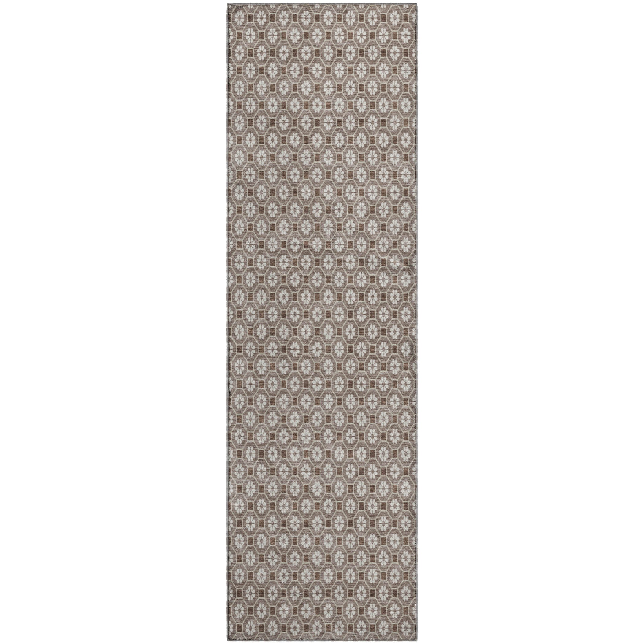 Siena Machine Washable Transitional Taupe Brown Rug 2'3" x 7'6" #shape_Runner