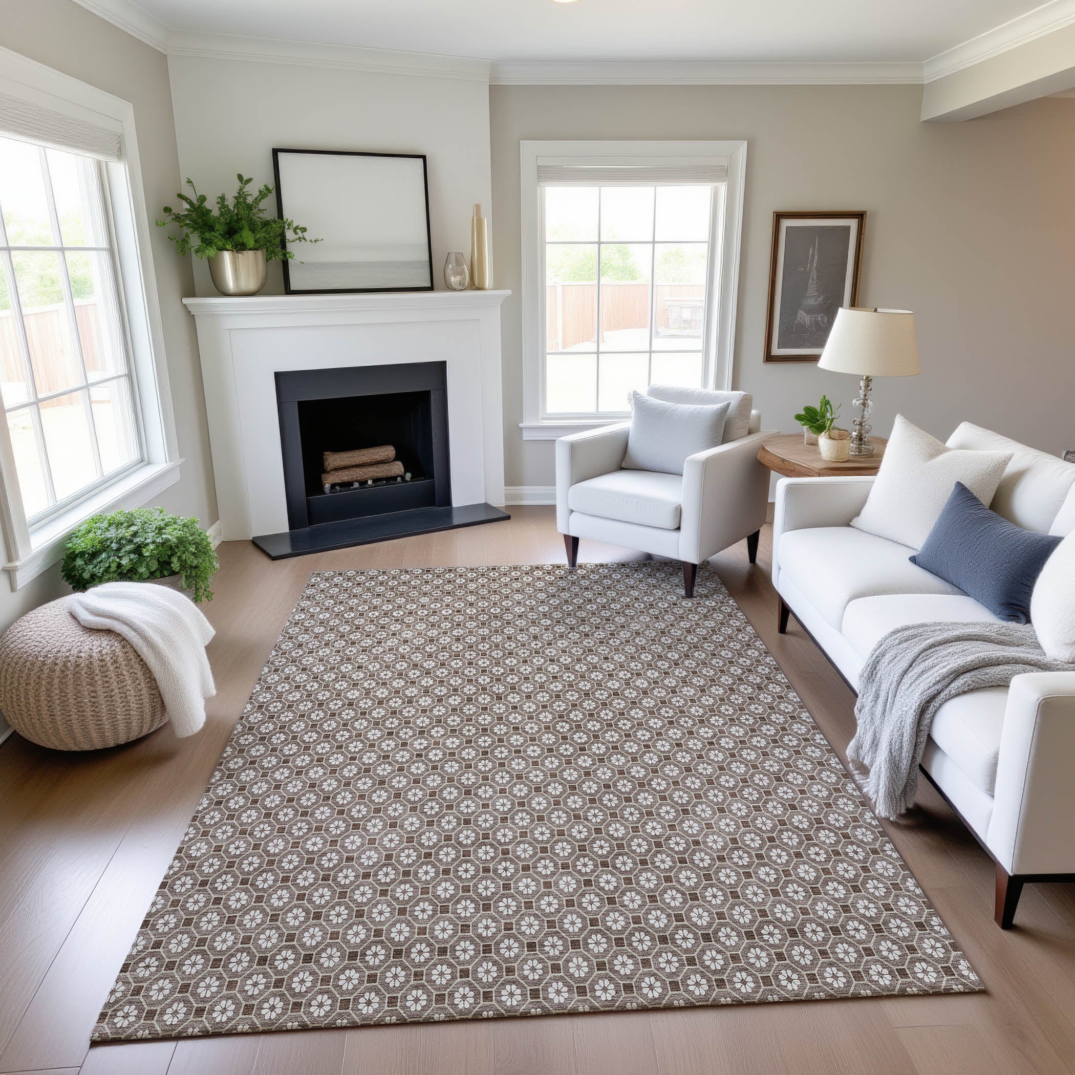 Siena Machine Washable Transitional Taupe Brown Rug 2'6" x 3'10" #shape_Rectangle