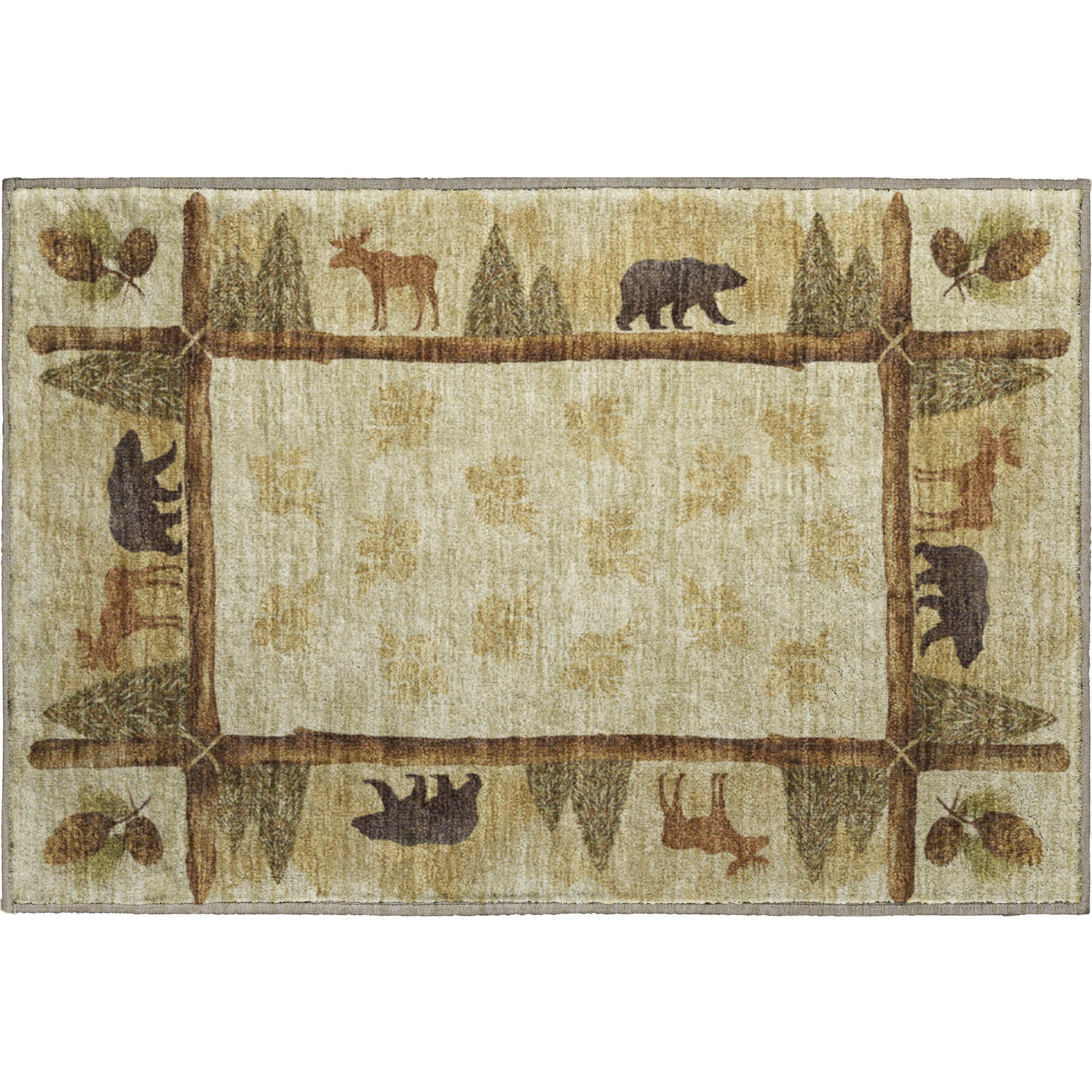 Hoi An Machine Washable Lodge Khaki Beige Rug 1'8" x 2'6" #shape_Rectangle