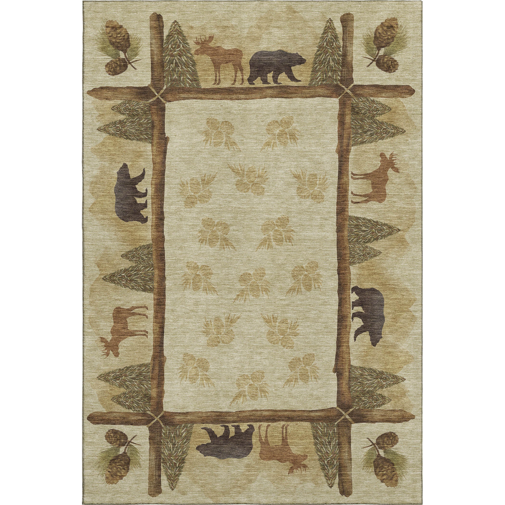 Hoi An Machine Washable Lodge Khaki Beige Rug 2'6" x 3'10" #shape_Rectangle