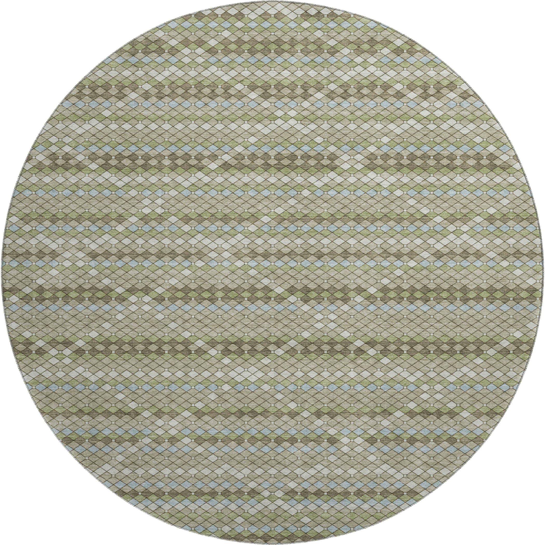 Bangkok Machine Washable Transitional Aloe Green Rug 8' x 8' #shape_Round