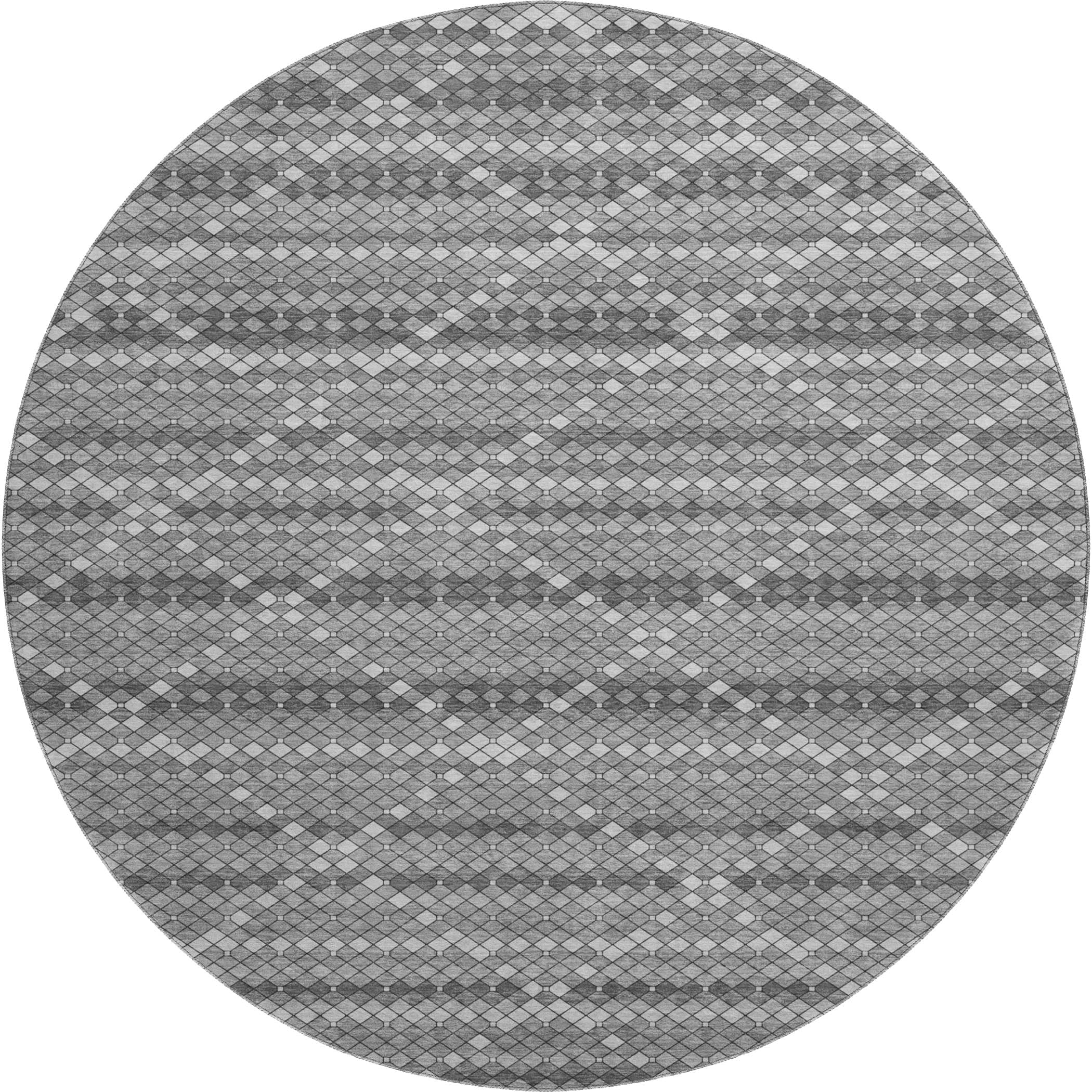 Bangkok Machine Washable Transitional Gray Rug 8' x 8' #shape_Round