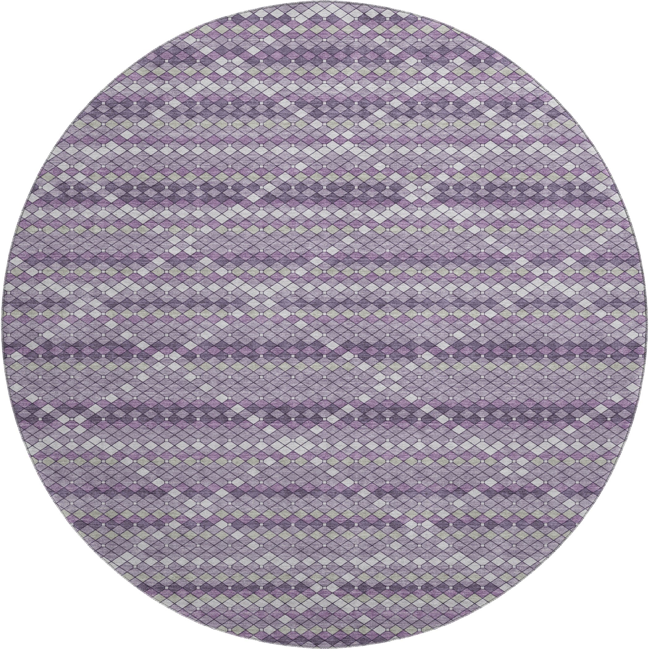 Bangkok Machine Washable Transitional Purple Rug 8' x 8' #shape_Round