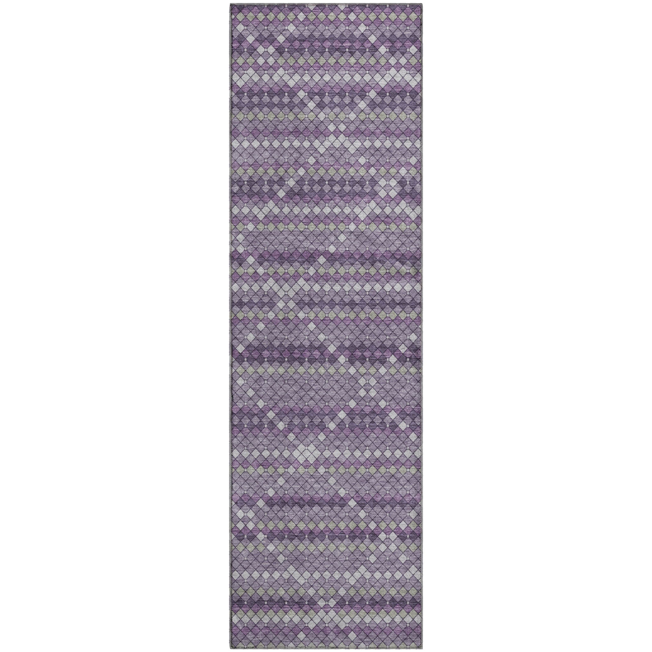 Bangkok Machine Washable Transitional Purple Rug 2'3" x 7'6" #shape_Runner