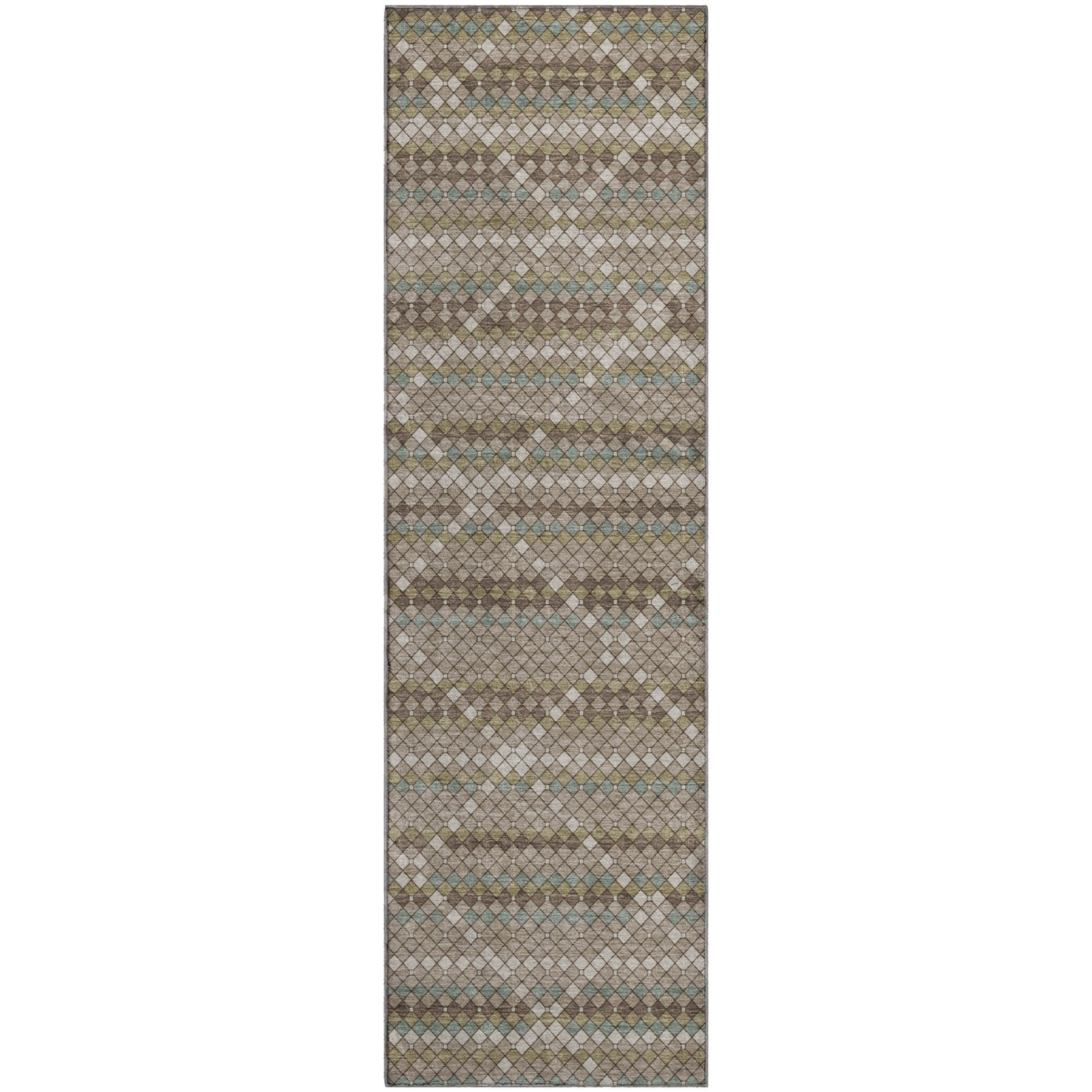 Bangkok Machine Washable Transitional Taupe Brown Rug 2'3" x 7'6" #shape_Runner