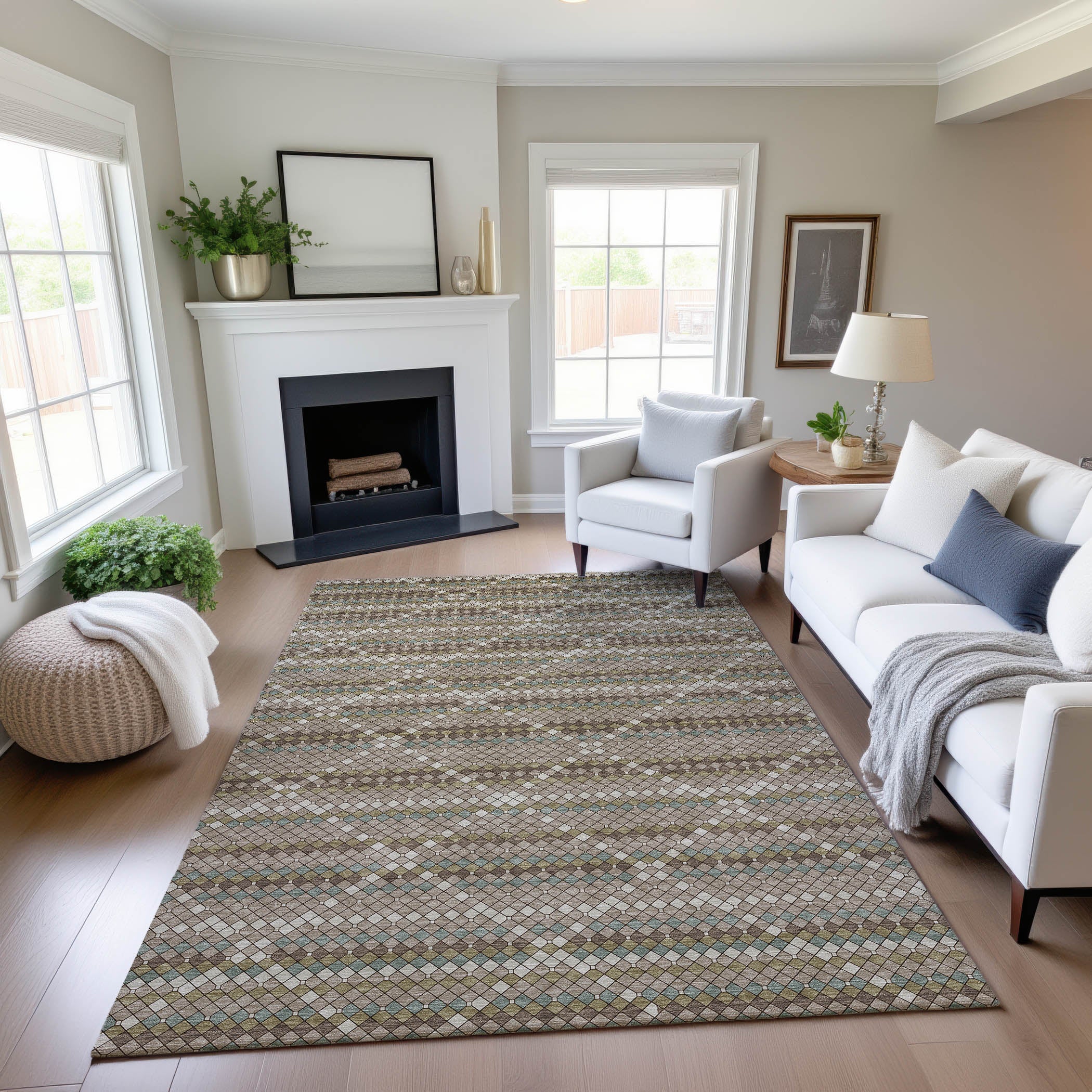 Bangkok Machine Washable Transitional Taupe Brown Rug 2'6" x 3'10" #shape_Rectangle