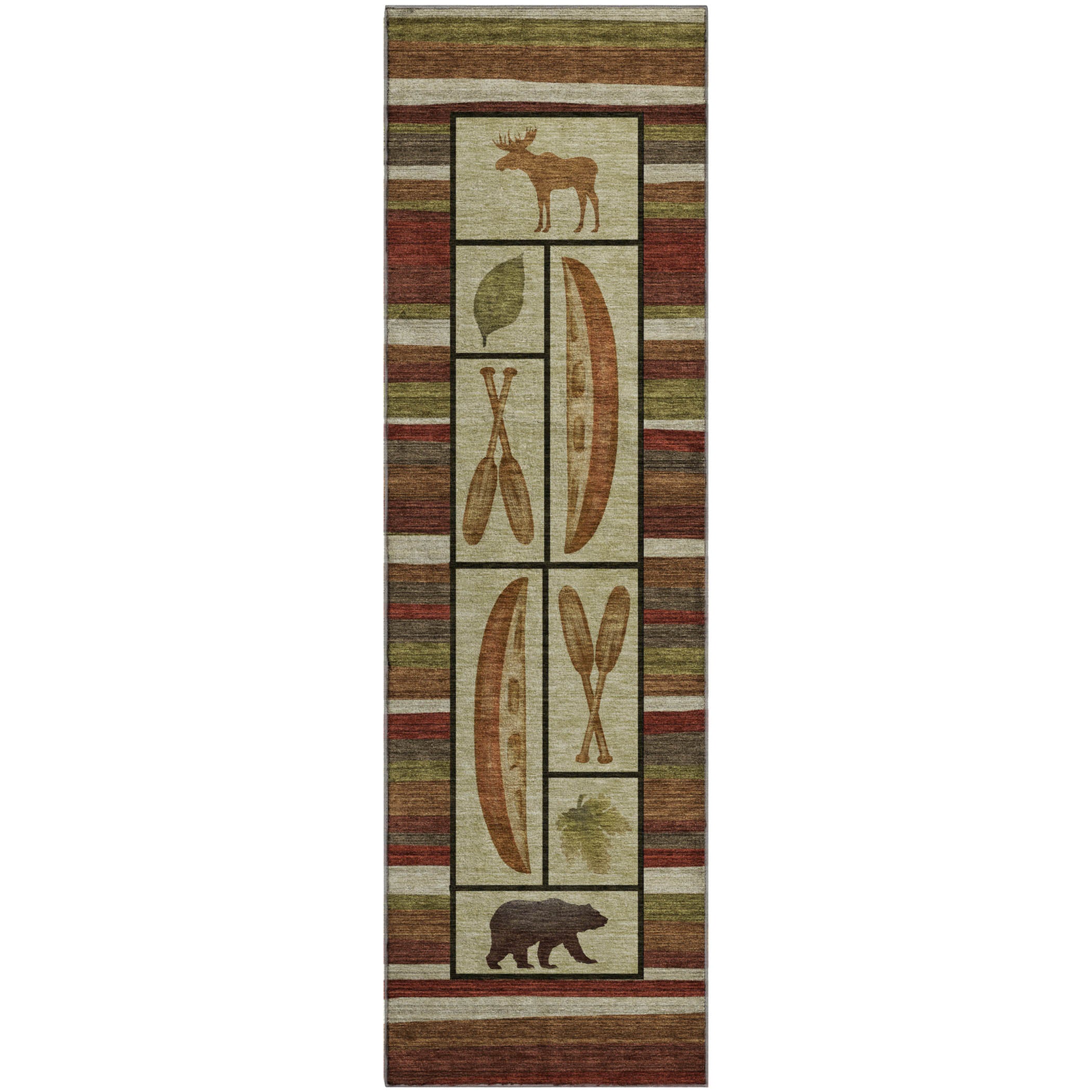 Queenstown Machine Washable Lodge Multi Red Rug 2'3" x 7'6" #shape_Runner