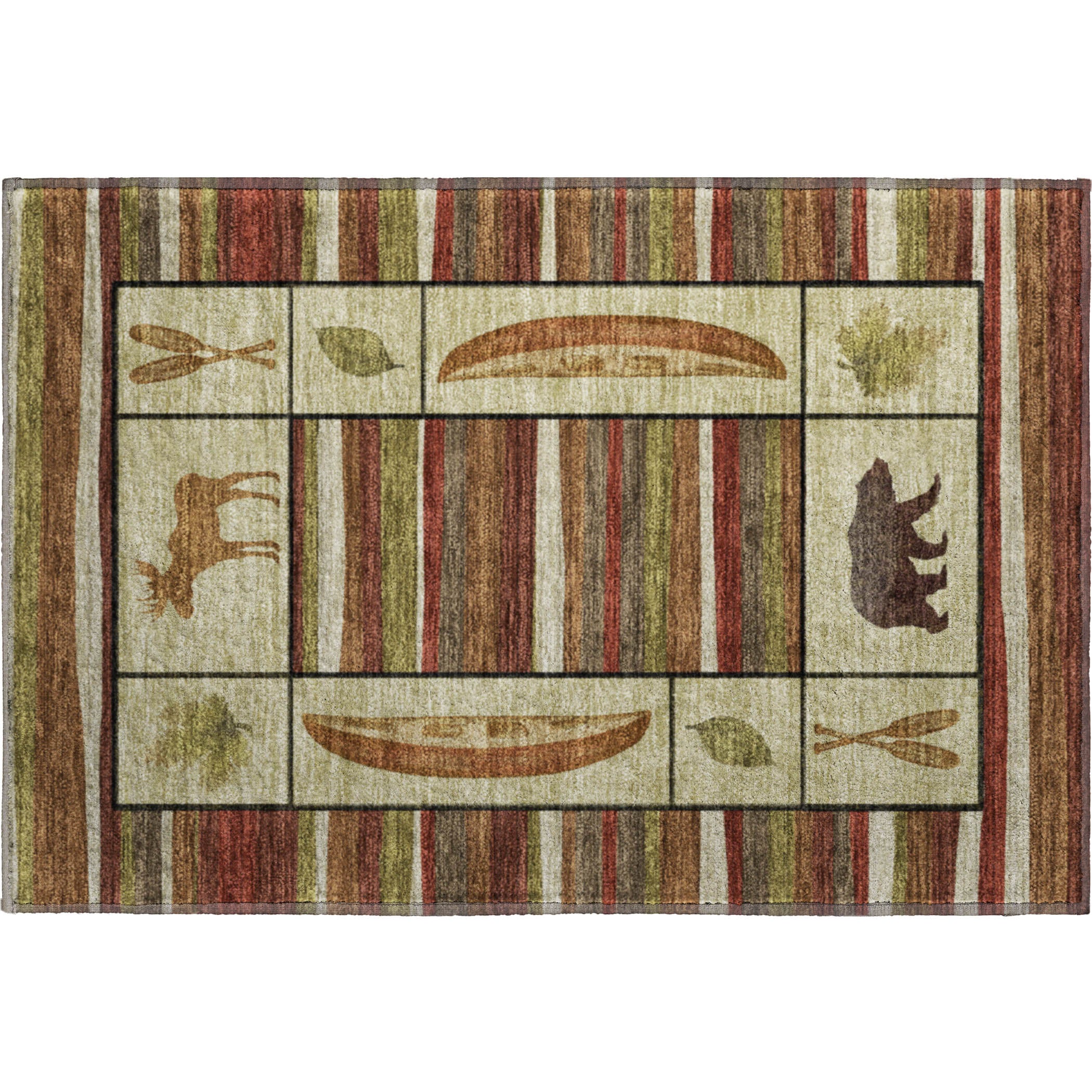 Queenstown Machine Washable Lodge Multi Red Rug 1'8" x 2'6" #shape_Rectangle