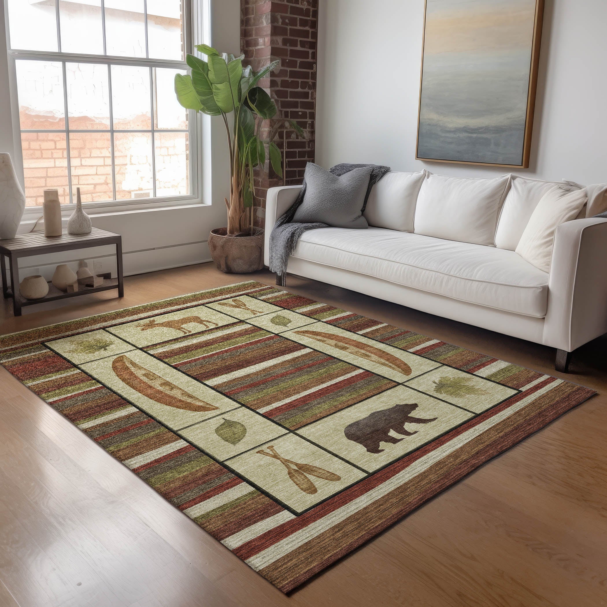 Queenstown Machine Washable Lodge Multi Red Rug 2'6" x 3'10" #shape_Rectangle