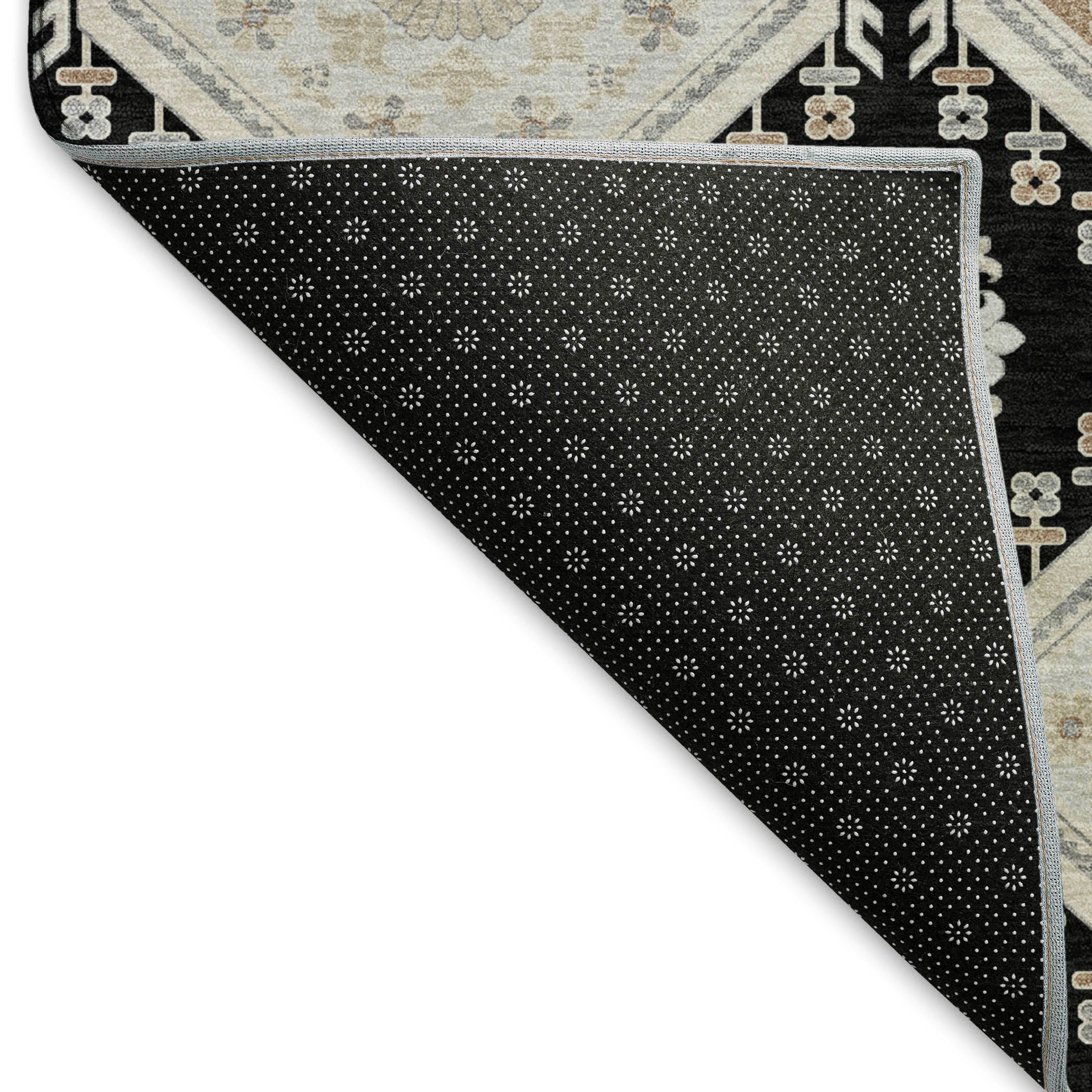 Oaxaca Machine Washable Transitional Black Rug 1'8" x 2'6" #shape_Rectangle