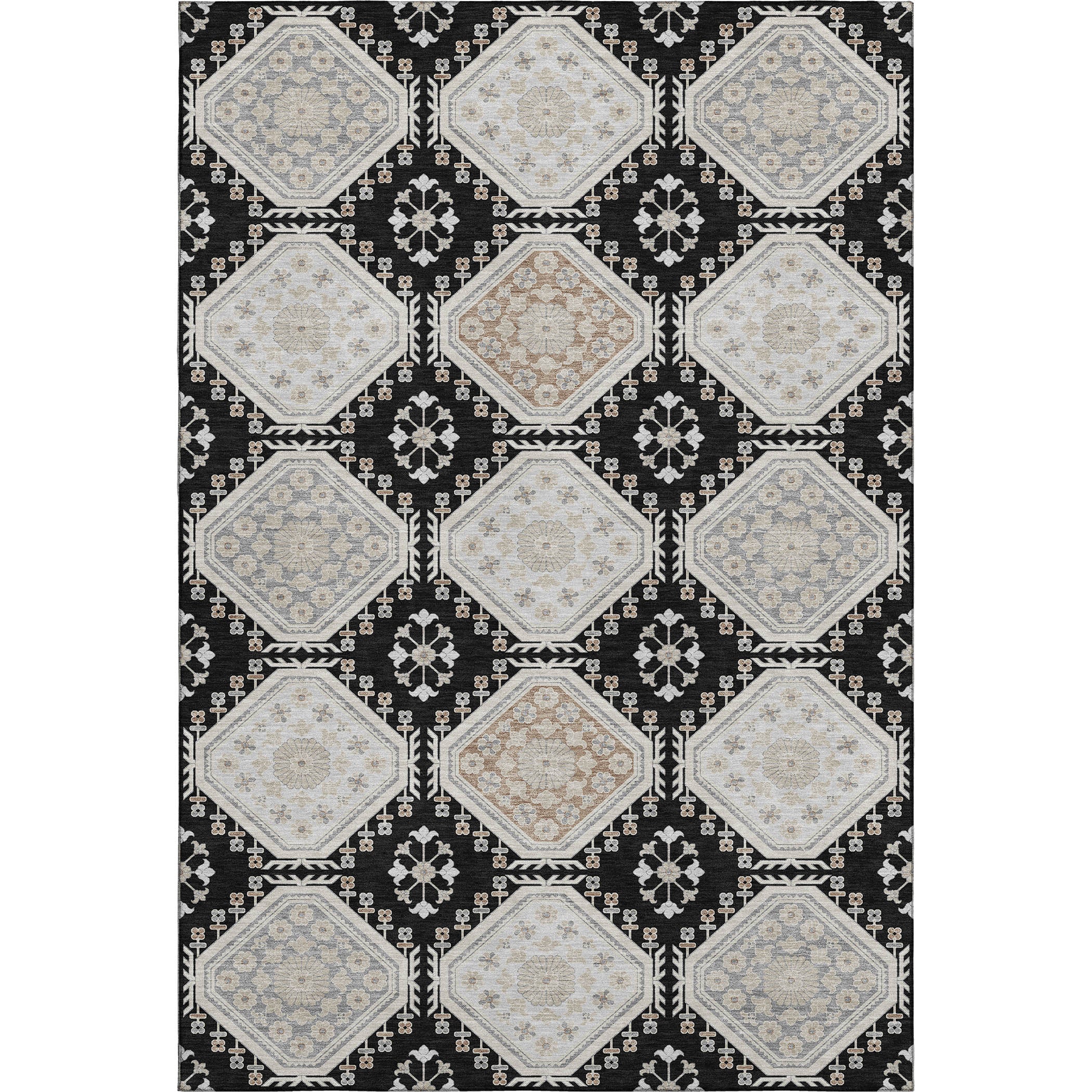 Oaxaca Machine Washable Transitional Black Rug 2'6" x 3'10" #shape_Rectangle