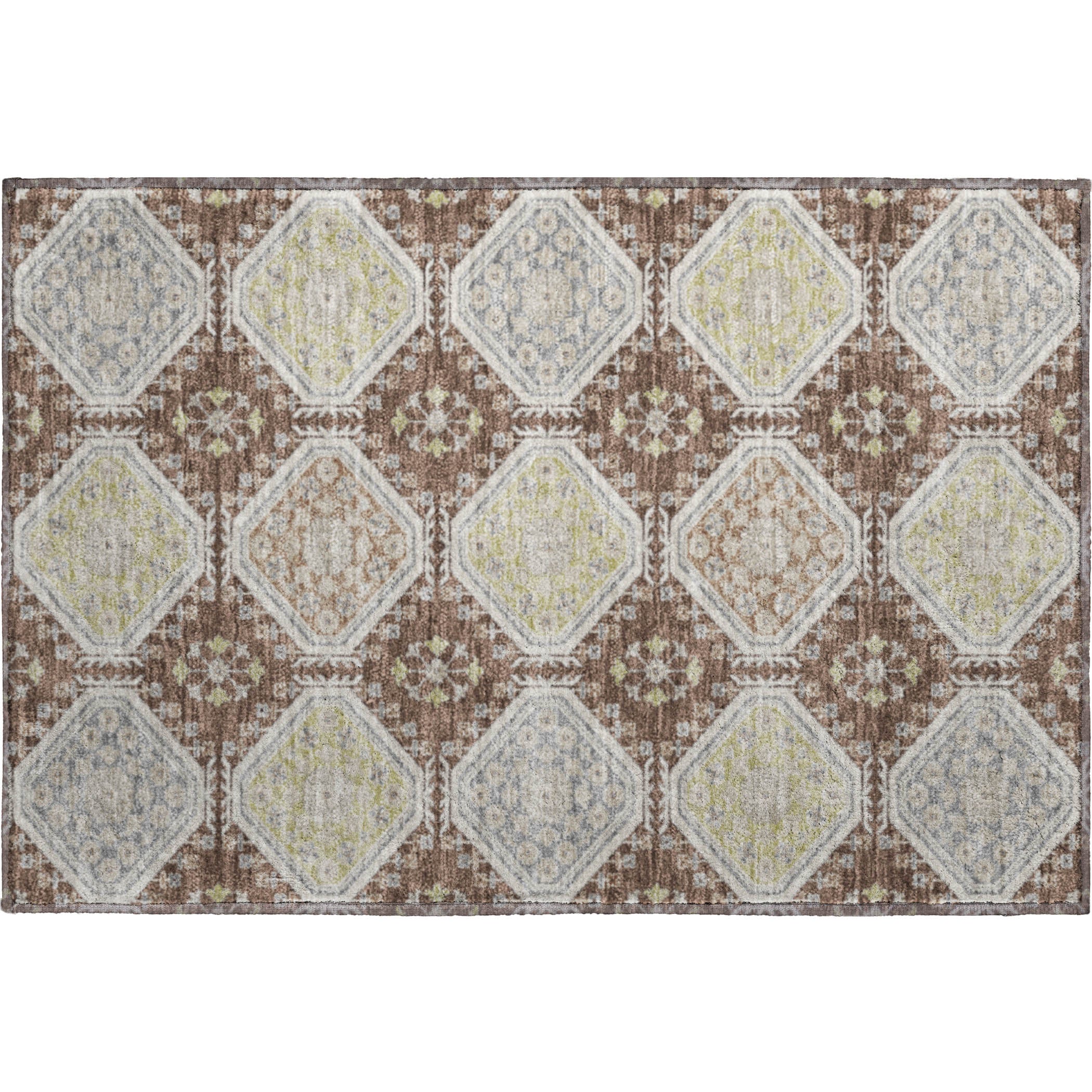 Oaxaca Machine Washable Transitional Chocolate Brown Rug 1'8" x 2'6" #shape_Rectangle