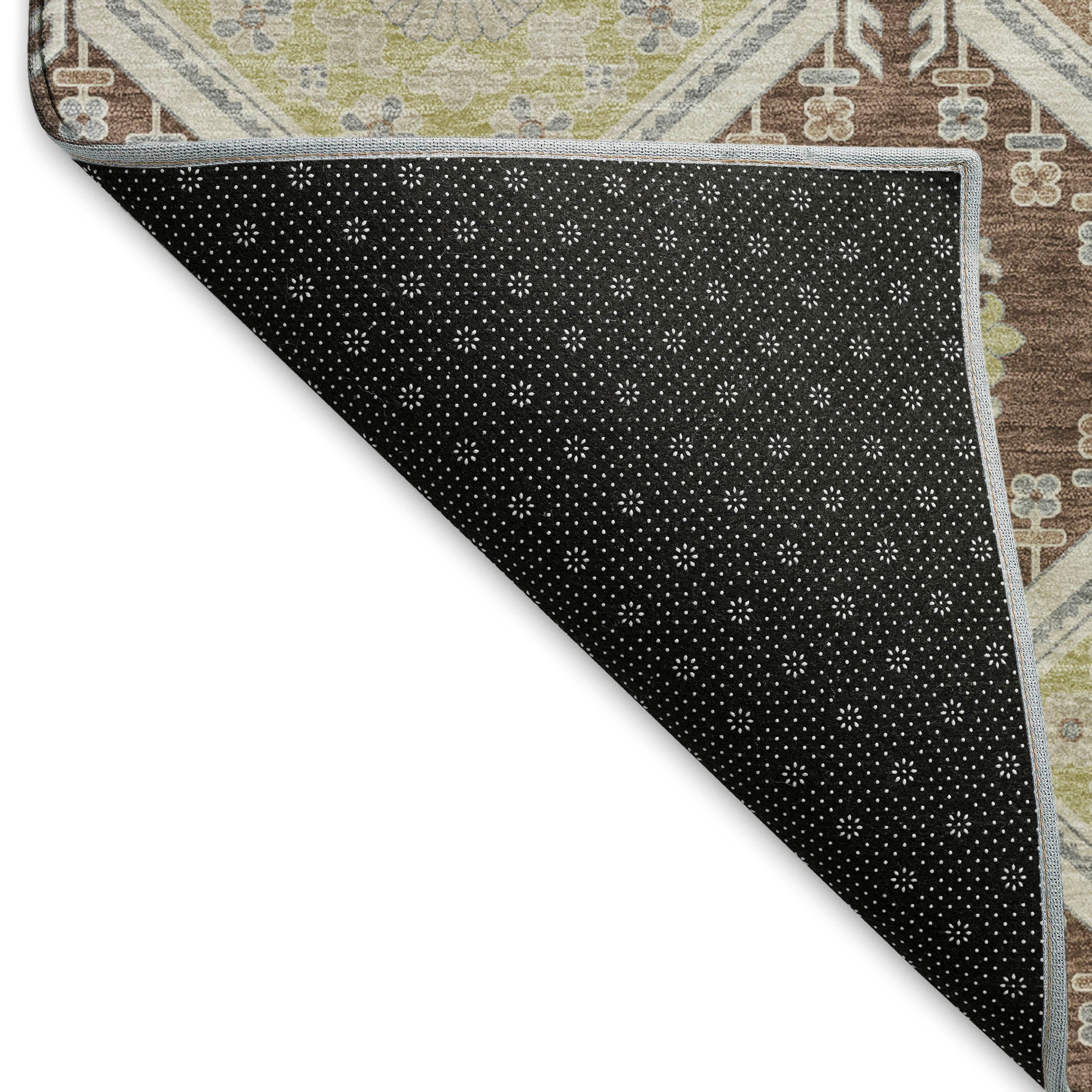 Oaxaca Machine Washable Transitional Chocolate Brown Rug 1'8" x 2'6" #shape_Rectangle
