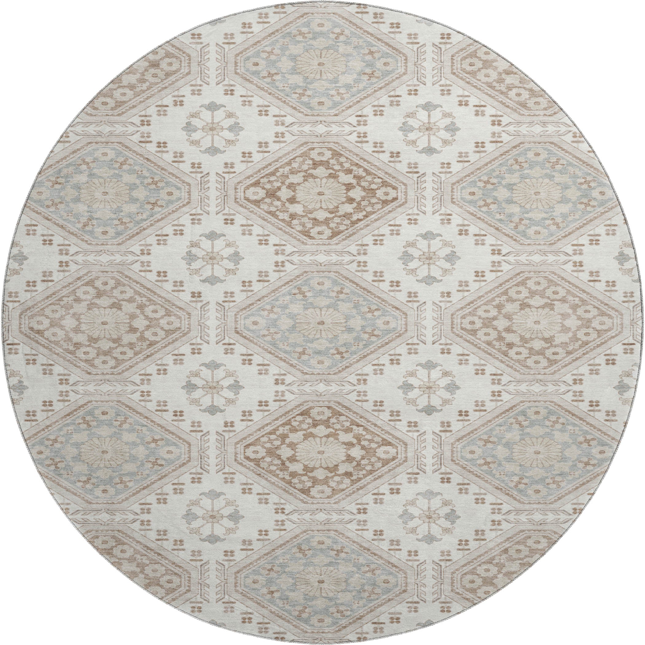 Oaxaca Machine Washable Transitional Ivory Rug 8' x 8' #shape_Round