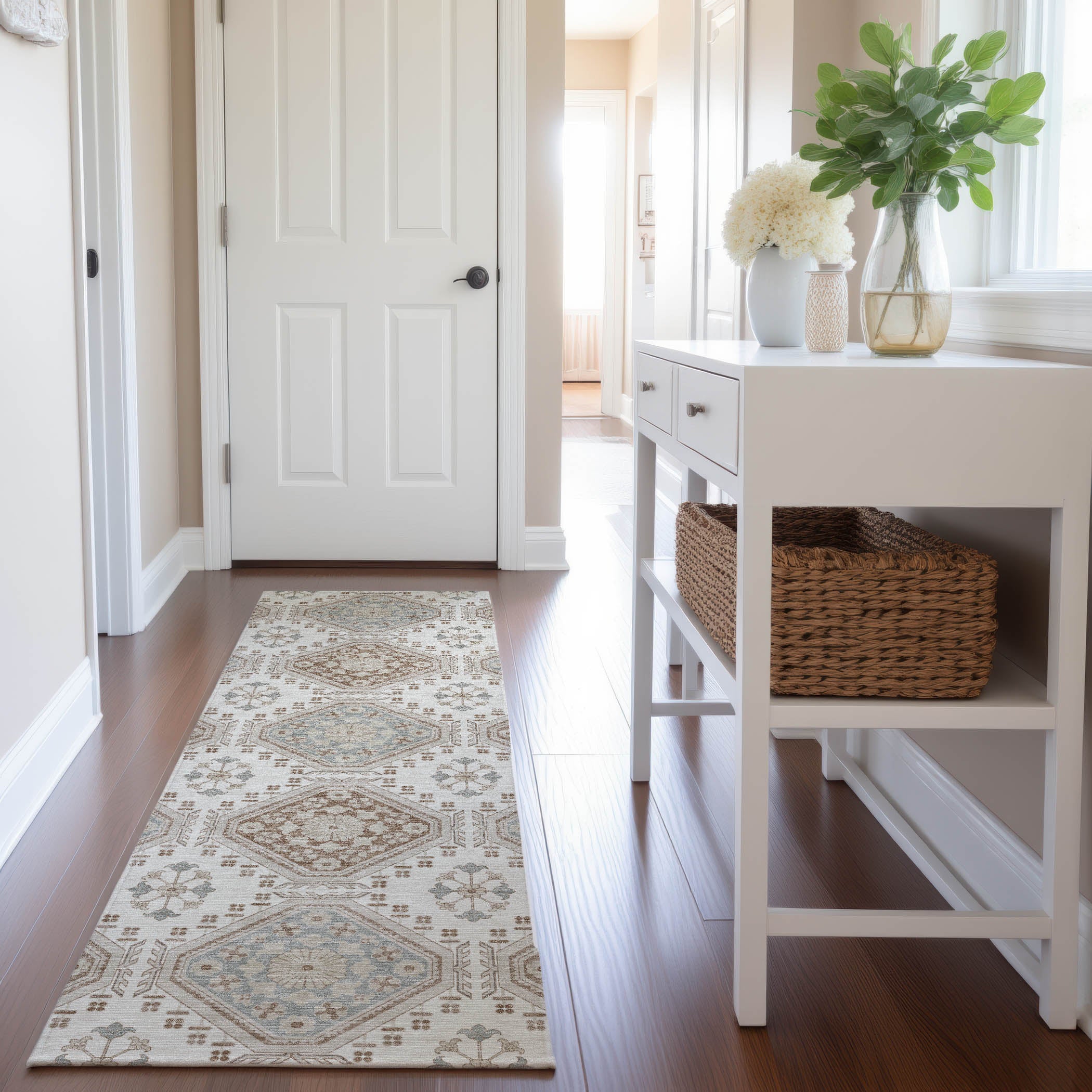 Oaxaca Machine Washable Transitional Ivory Rug 2'3" x 7'6" #shape_Runner