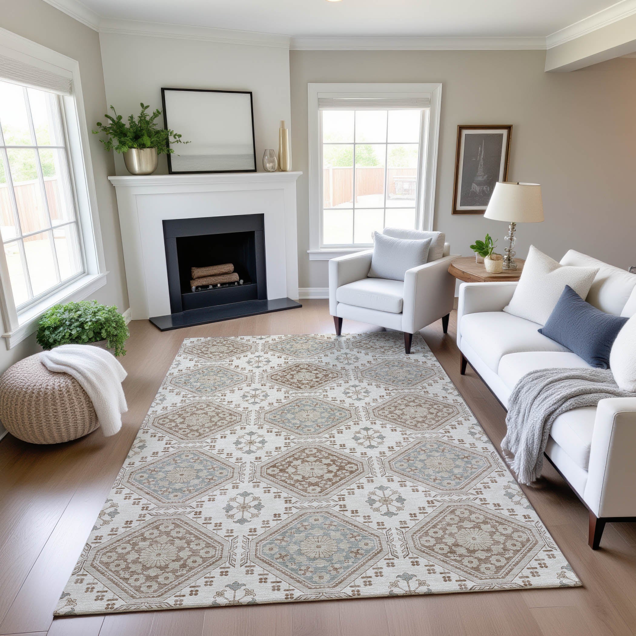 Oaxaca Machine Washable Transitional Ivory Rug 2'6" x 3'10" #shape_Rectangle
