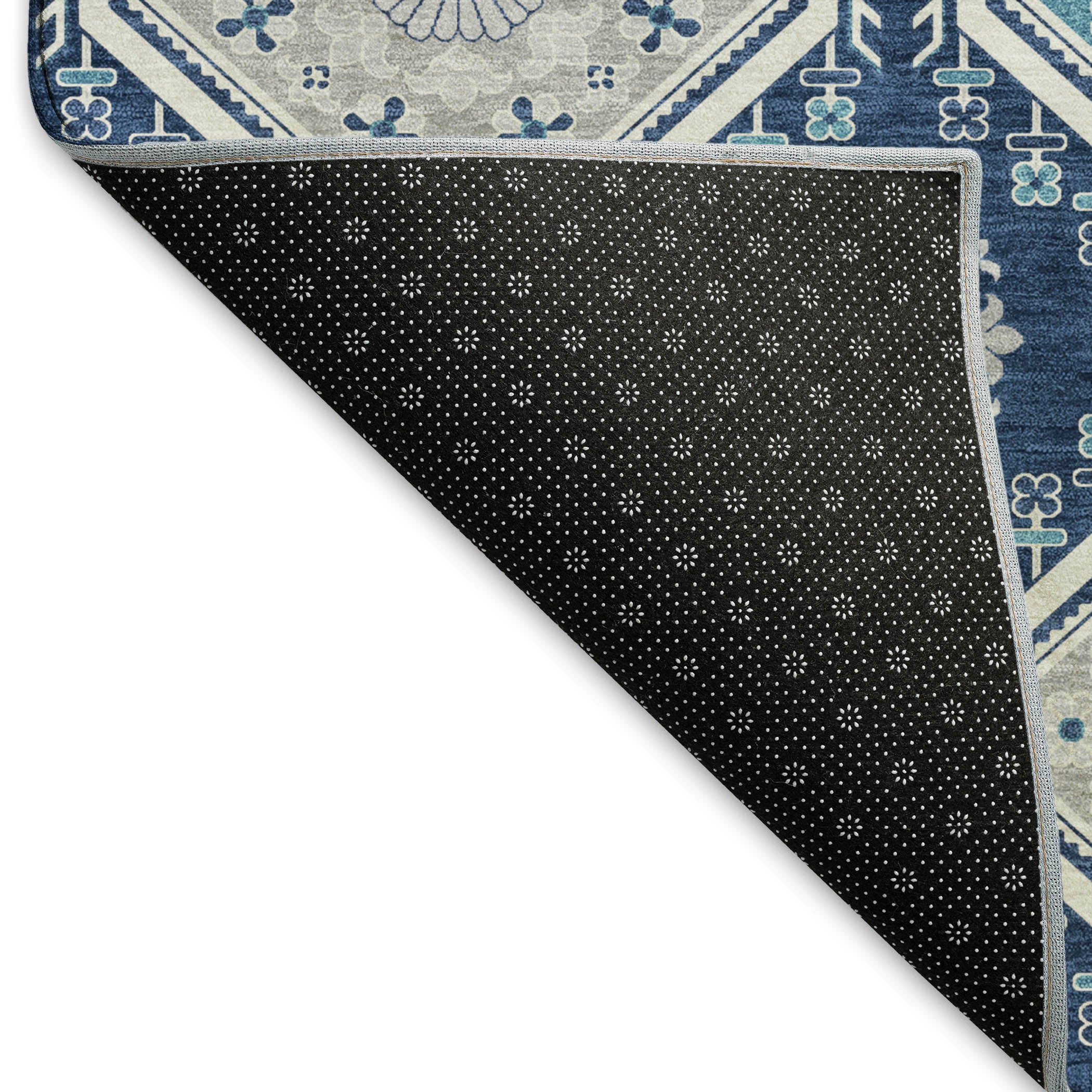 Oaxaca Machine Washable Transitional Navy Blue Rug 1'8" x 2'6" #shape_Rectangle