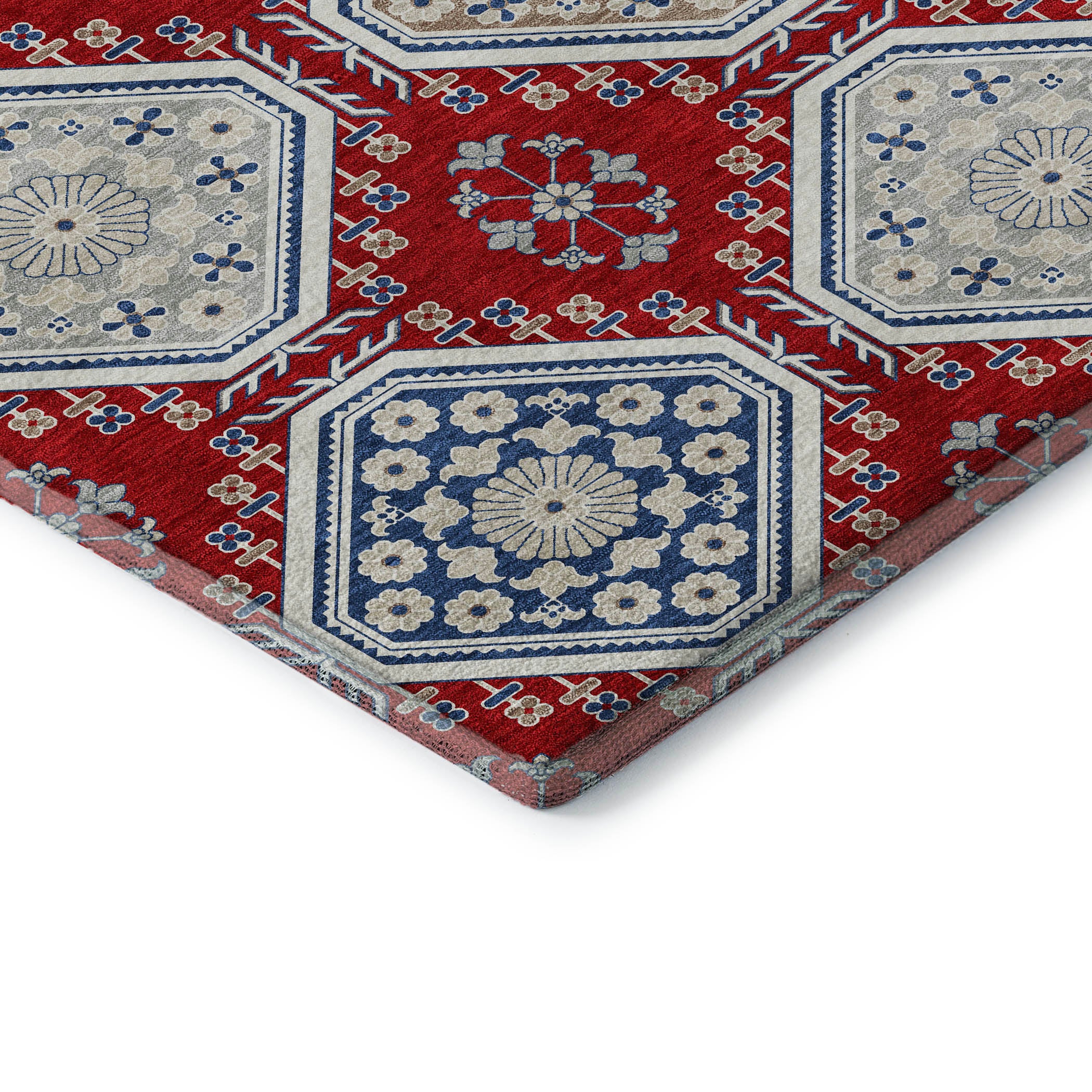 Oaxaca Machine Washable Transitional Red Rug 1'8" x 2'6" #shape_Rectangle