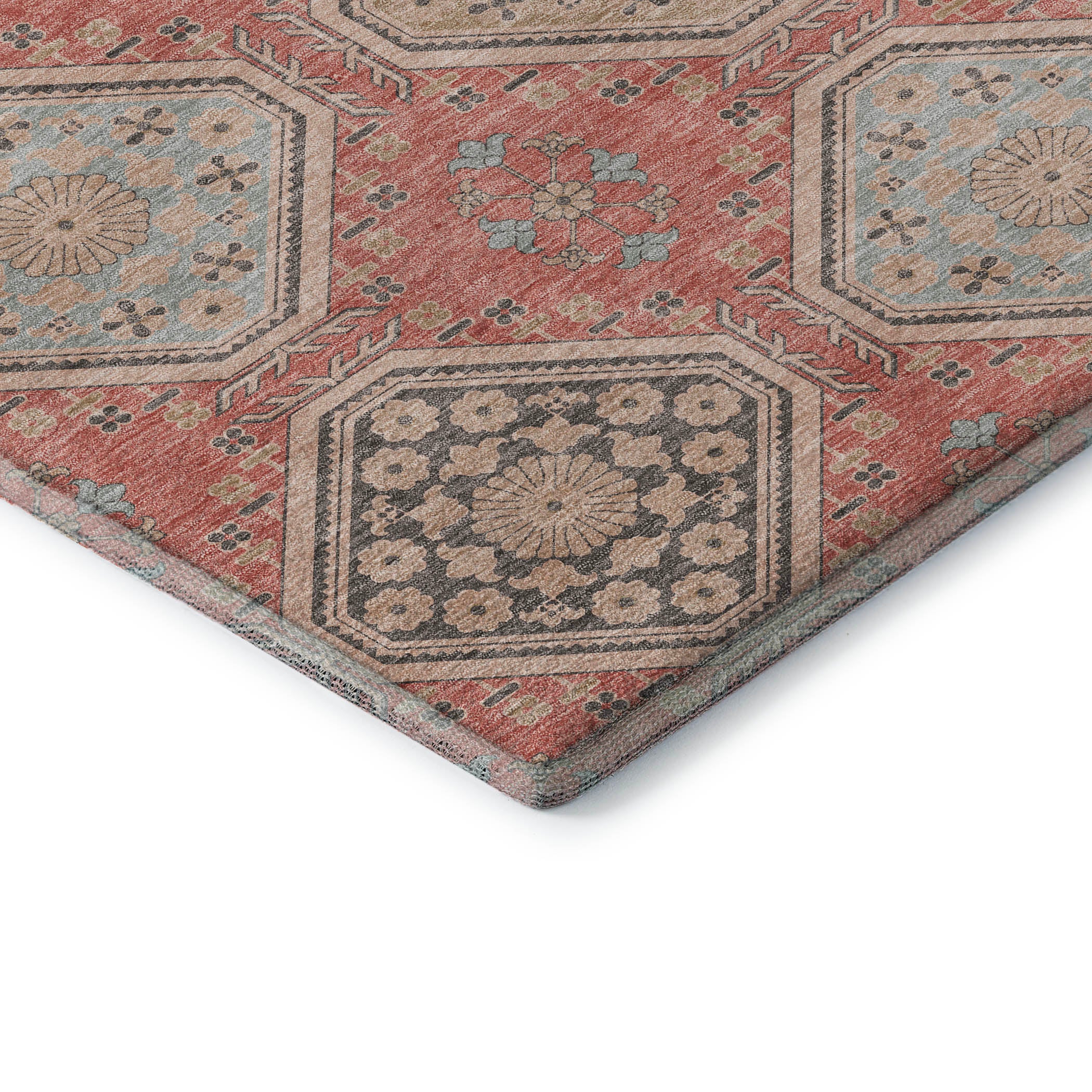 Oaxaca Machine Washable Transitional Salmon Orange Rug 1'8" x 2'6" #shape_Rectangle
