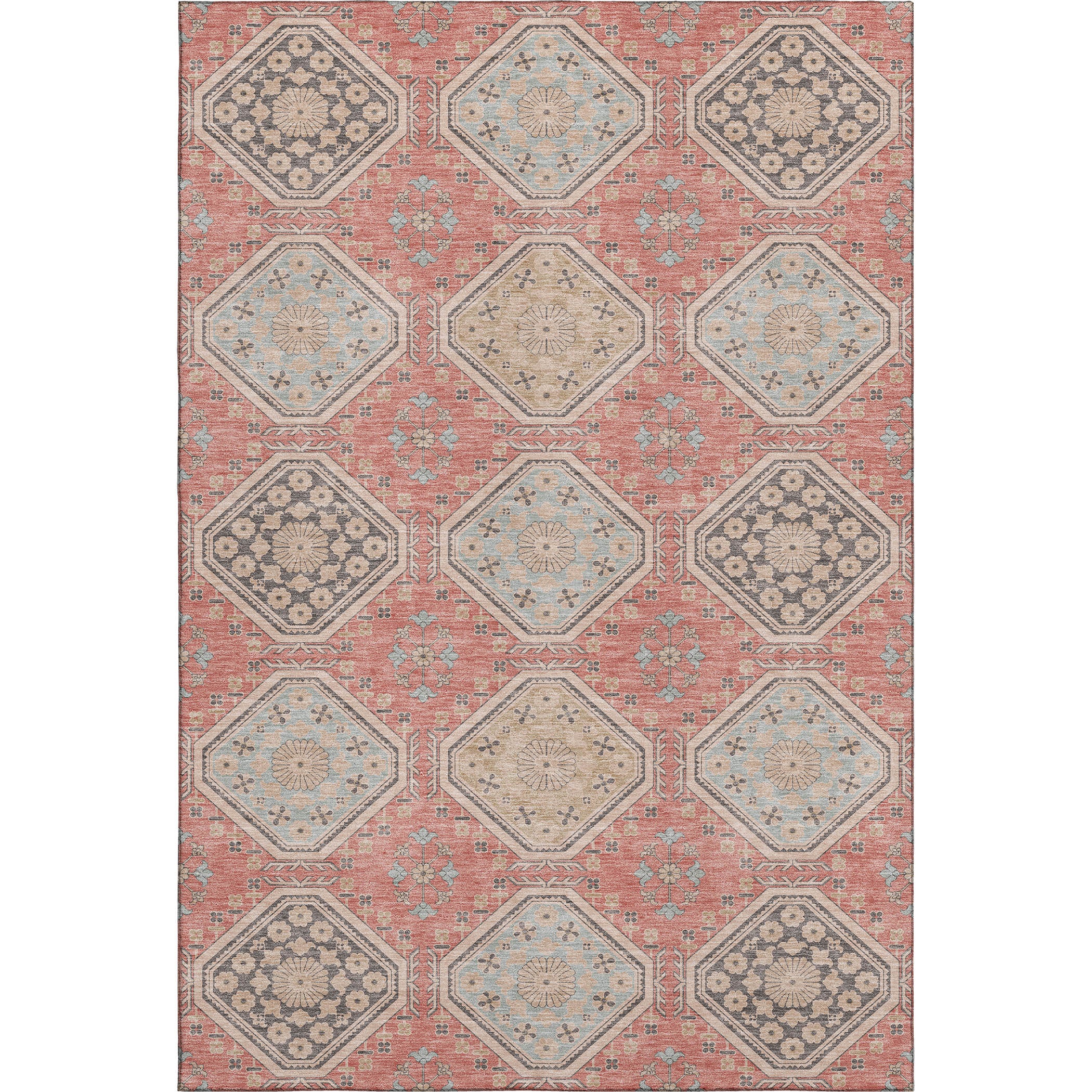 Oaxaca Machine Washable Transitional Salmon Orange Rug 2'6" x 3'10" #shape_Rectangle