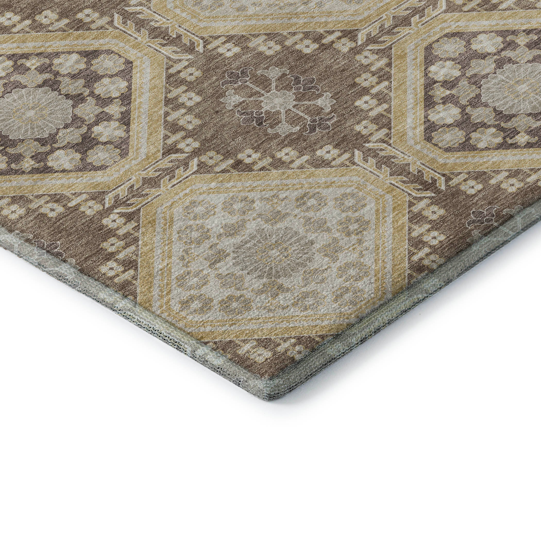 Oaxaca Machine Washable Transitional Taupe Brown Rug 1'8" x 2'6" #shape_Rectangle