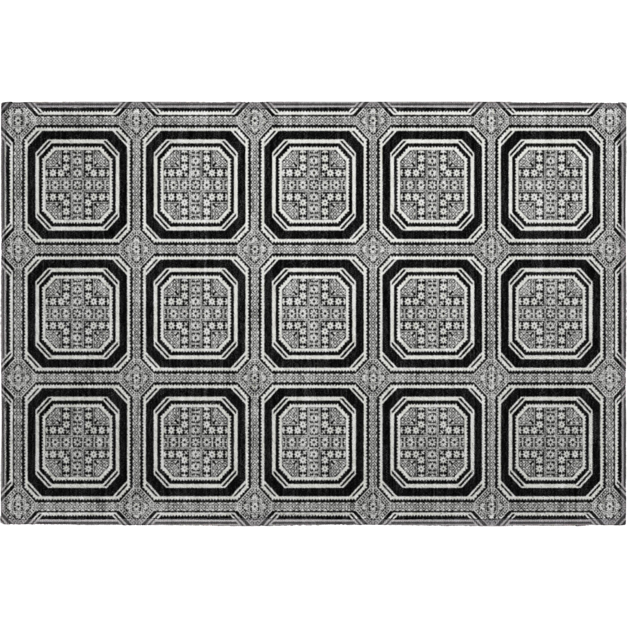Kyoto Machine Washable Transitional Black Rug 1'8" x 2'6" #shape_Rectangle