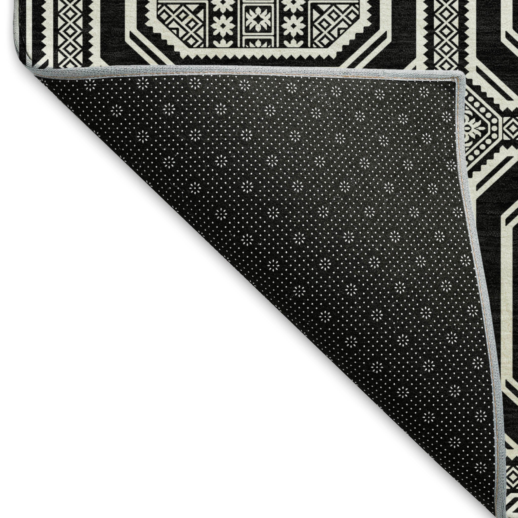 Kyoto Machine Washable Transitional Black Rug 1'8" x 2'6" #shape_Rectangle