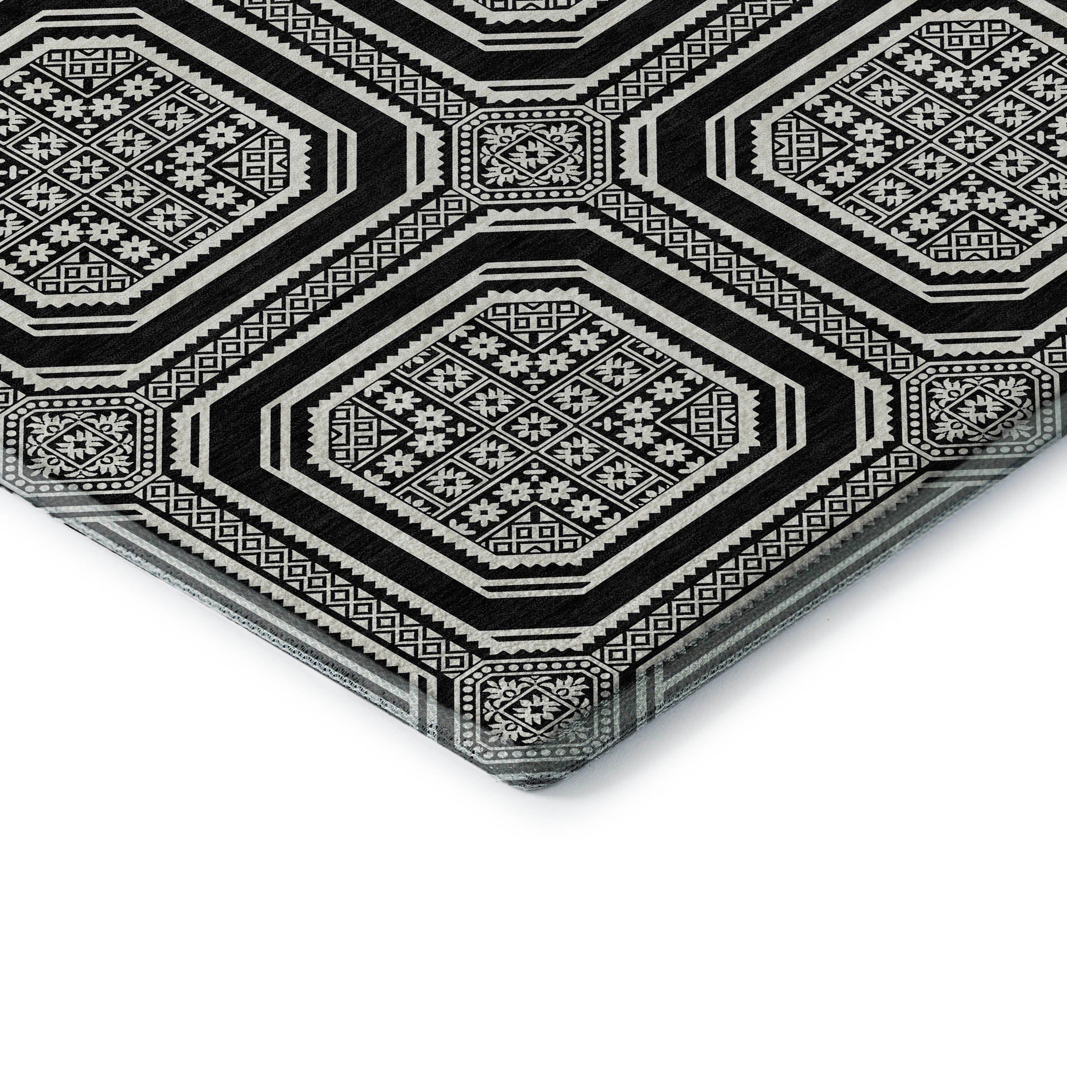 Kyoto Machine Washable Transitional Black Rug 1'8" x 2'6" #shape_Rectangle