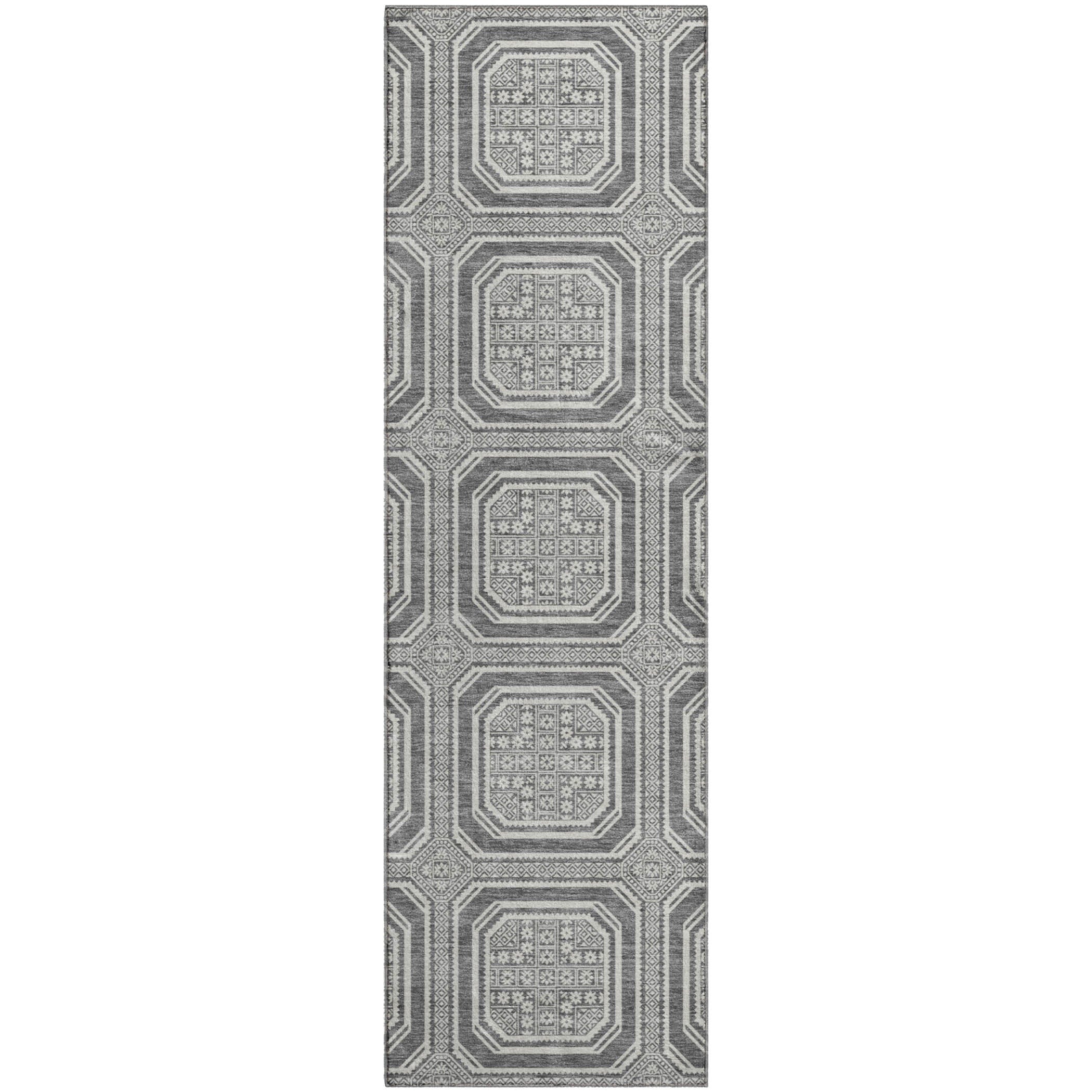 Kyoto Machine Washable Transitional Gray Rug 2'3" x 7'6" #shape_Runner