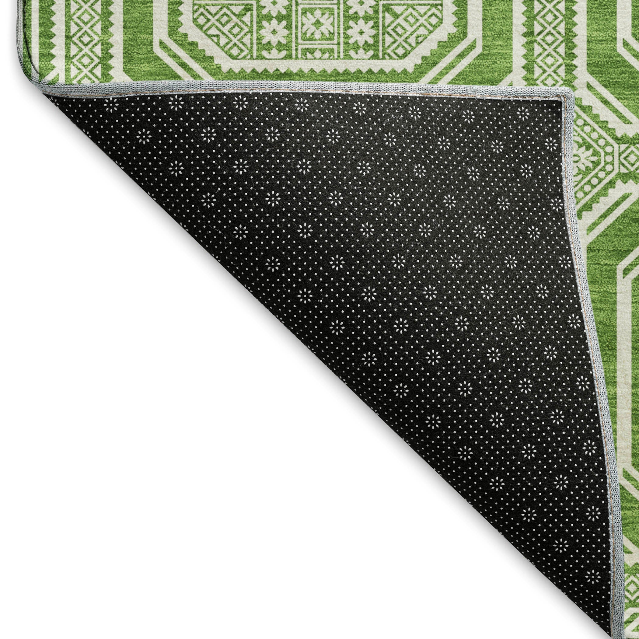 Kyoto Machine Washable Transitional Green Rug 1'8" x 2'6" #shape_Rectangle